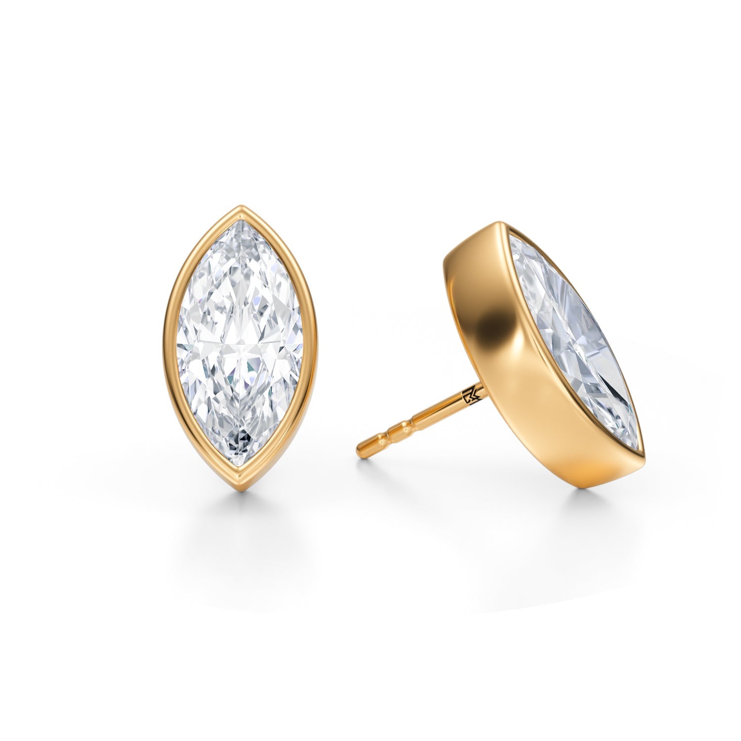 5 Carat Marquise Bezel Stud Lab Grown Diamond Earrings