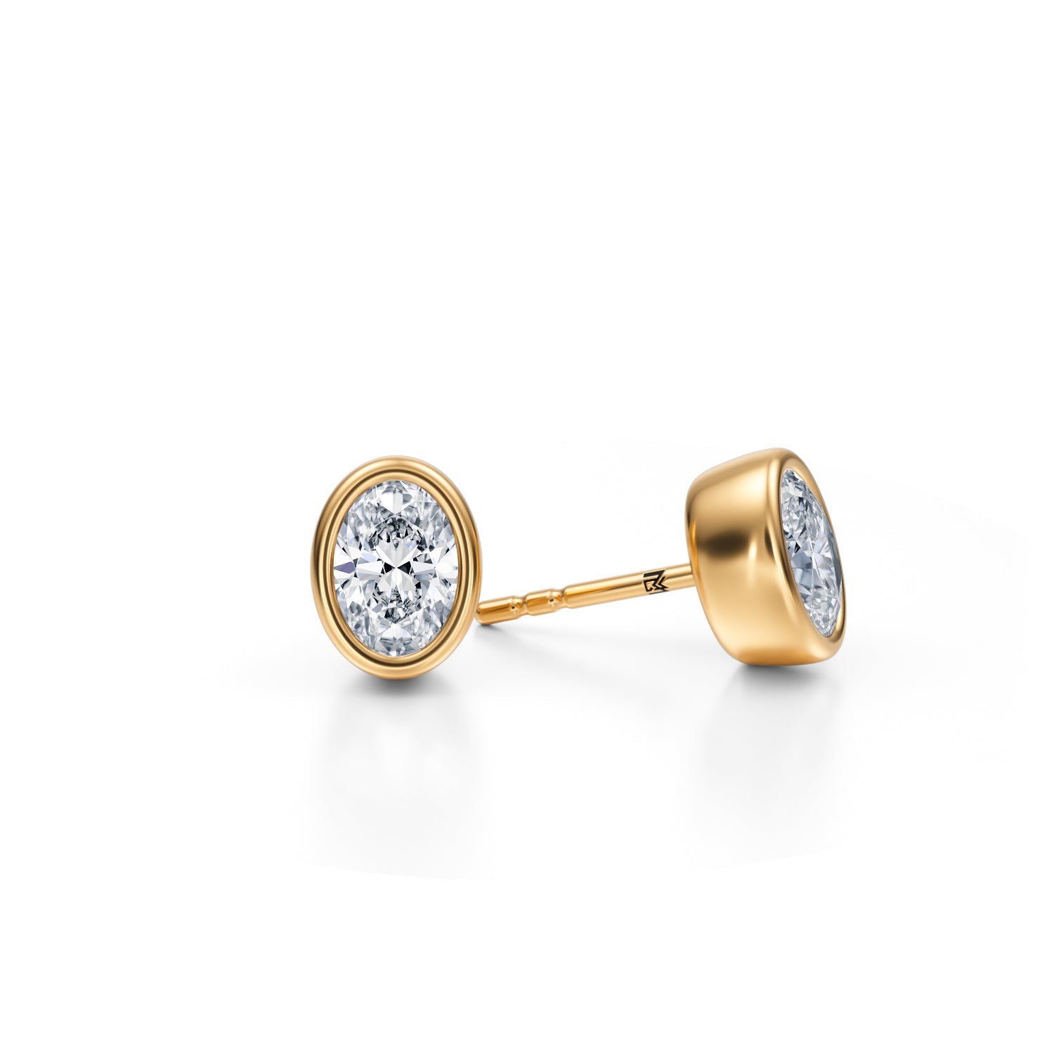 1.50 Carat Oval Bezel Stud Lab Grown Diamond Earrings