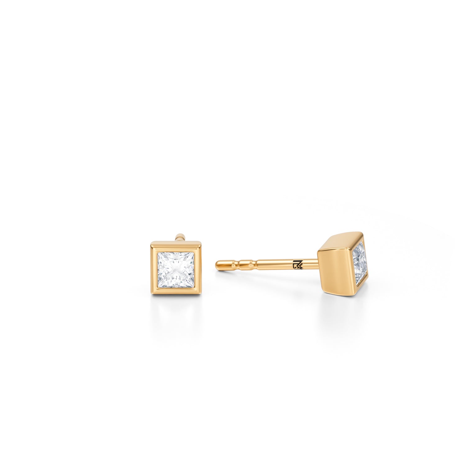 Princess Cut Bezel Stud Lab Grown Diamond Earrings