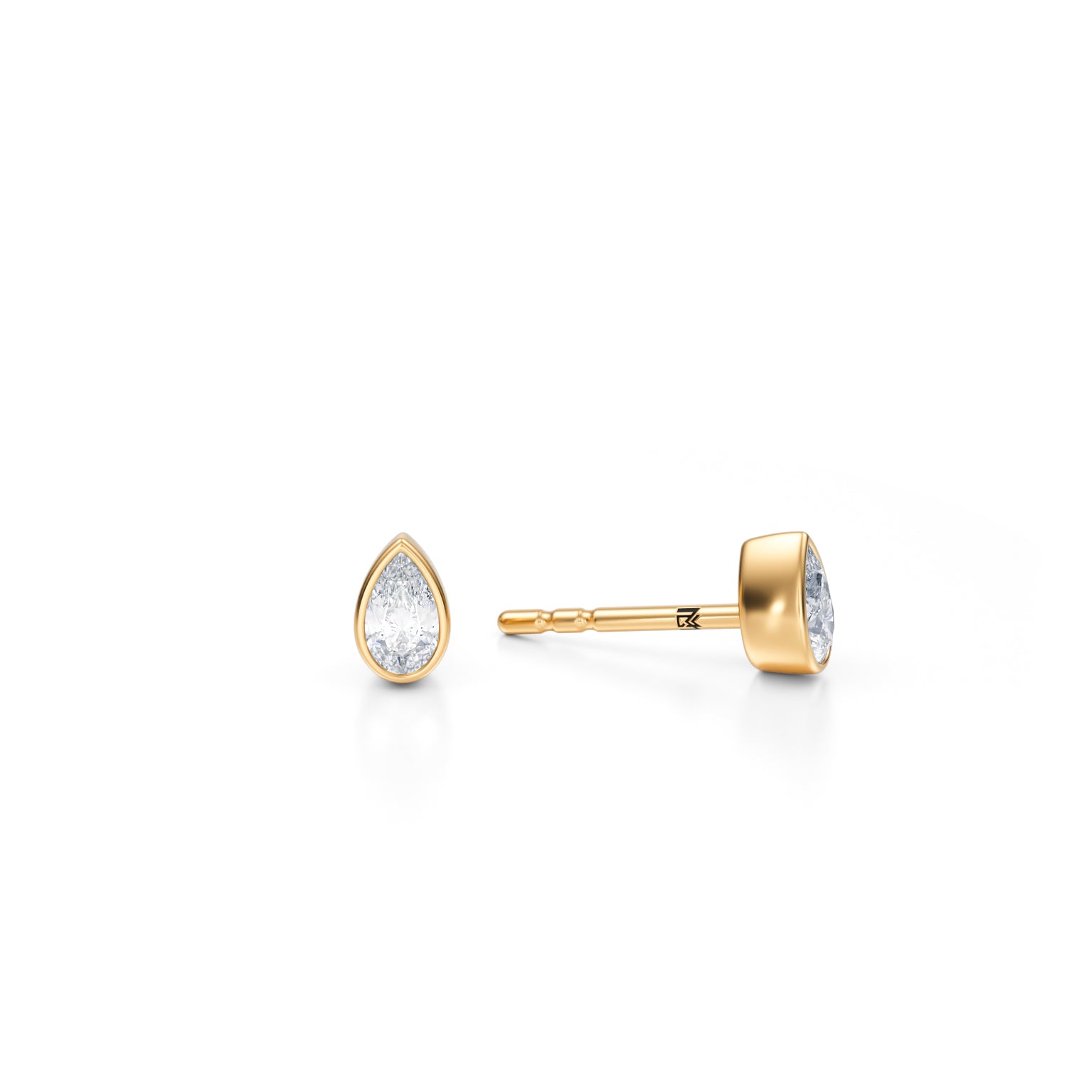 Pear Bezel Stud Lab Grown Diamond Earrings