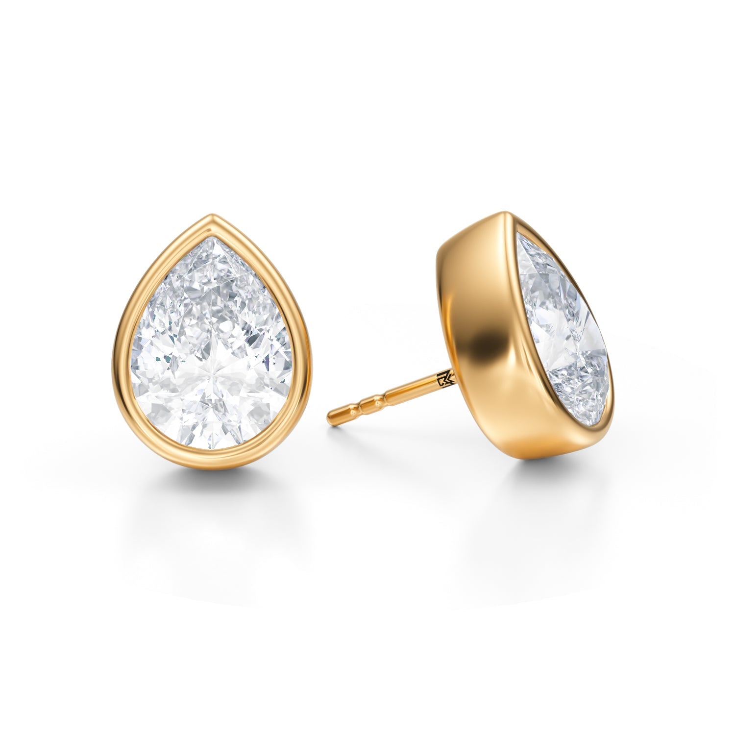 7 Carat Pear Bezel Stud Lab Grown Diamond Earrings