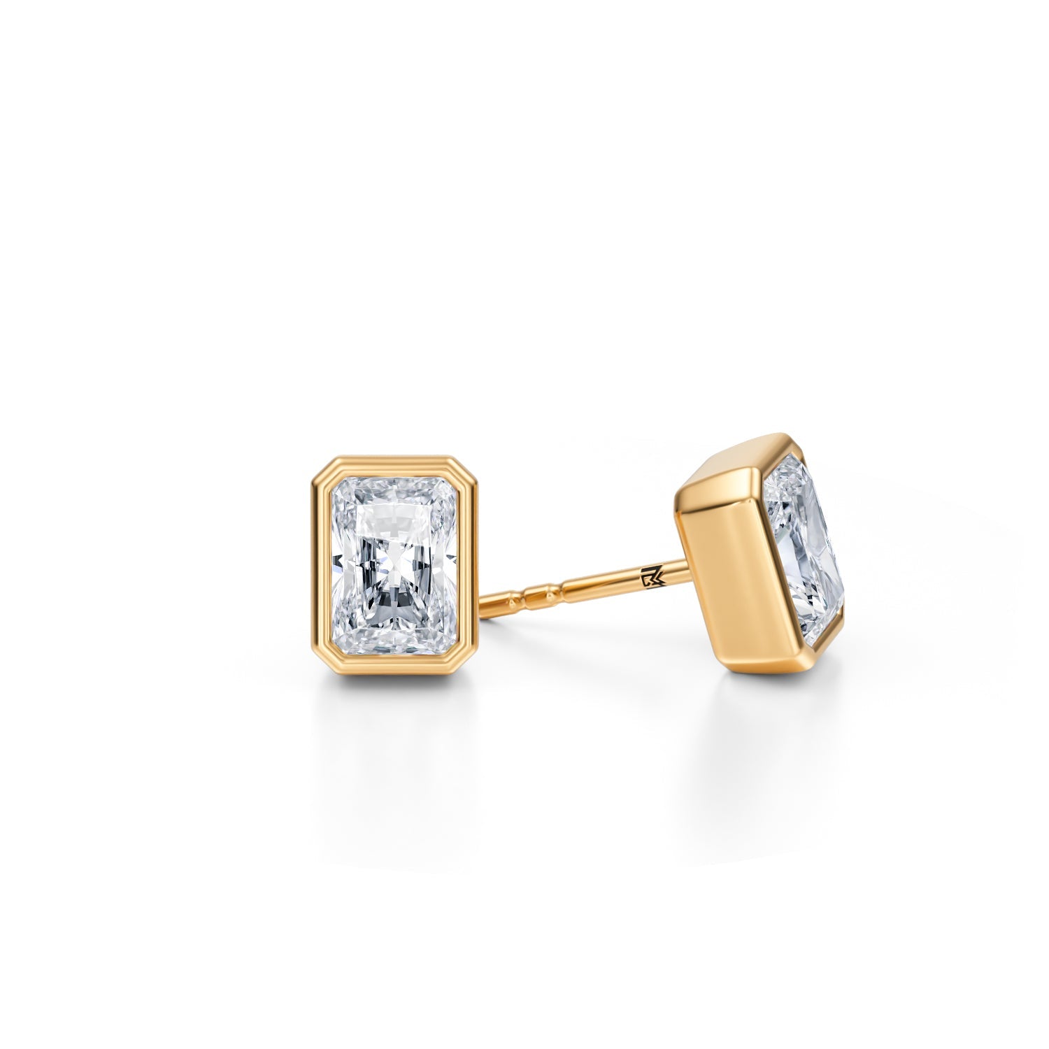 2 Carat Radiant Bezel Stud Lab Grown Diamond Earrings