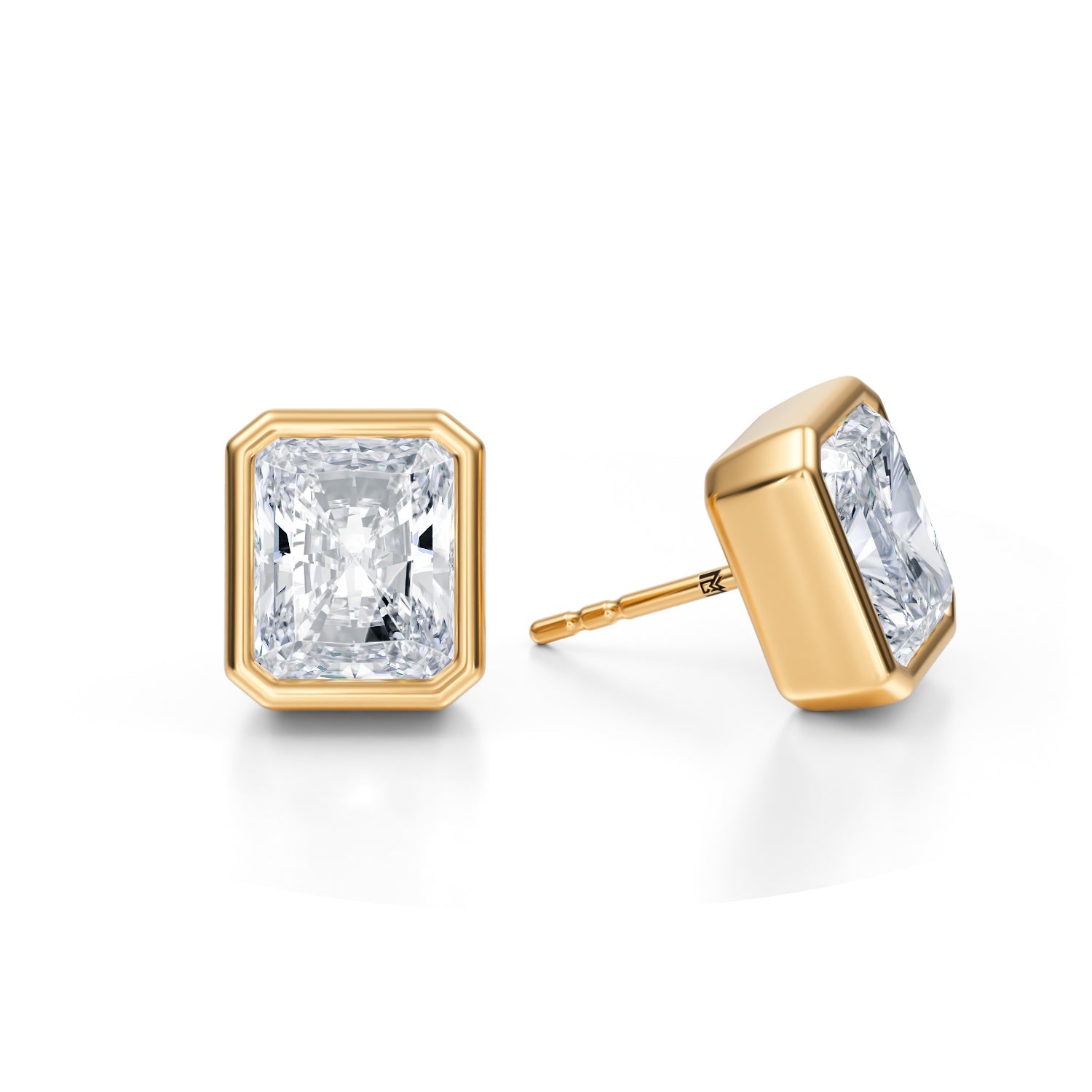 6 Carat Radiant Bezel Stud Lab Grown Diamond Earrings