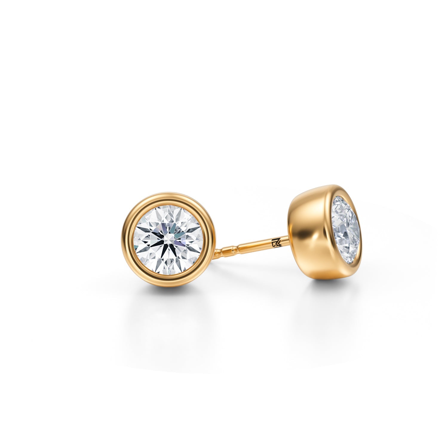 2 Carat Round Bezel Stud Lab Grown Diamond Earrings