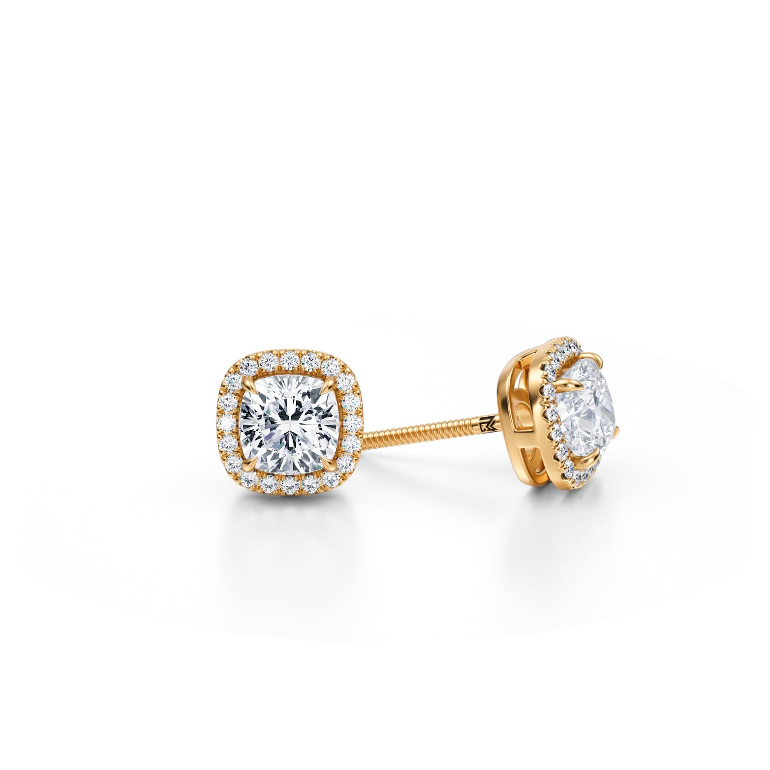 1.25 Carat Cushion Halo Stud Earrings