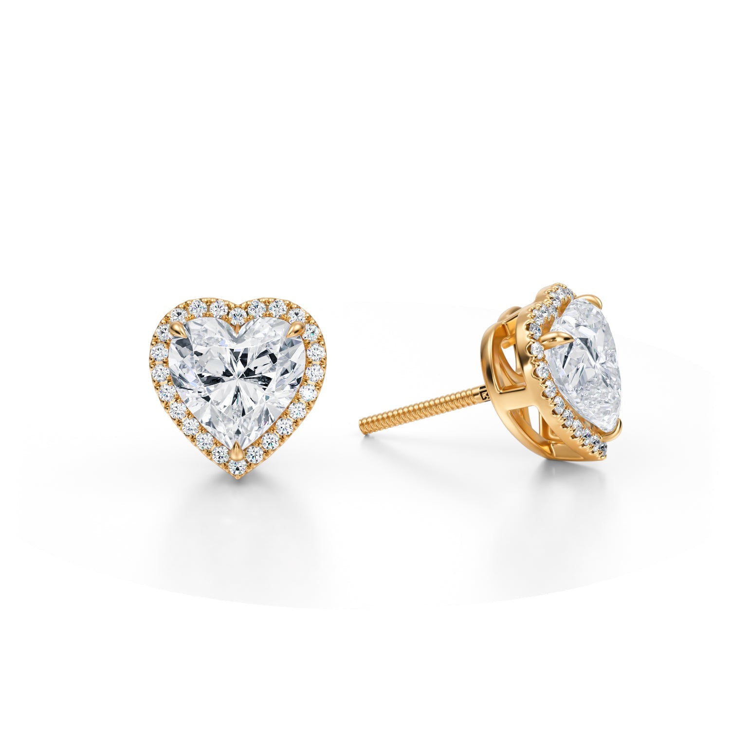 3 Carat Heart Shape  Halo Stud Earrings