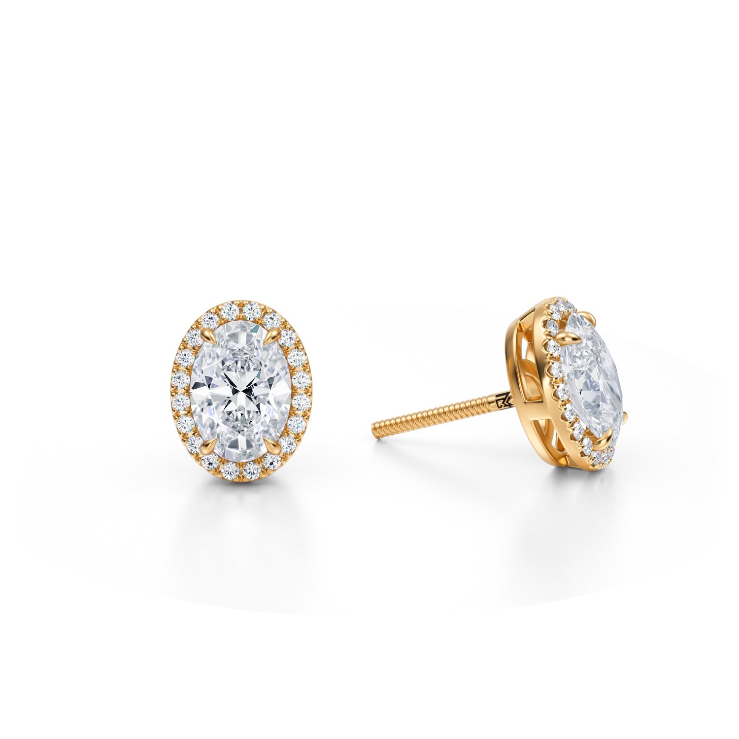 2 Carat Oval Halo Stud Earrings