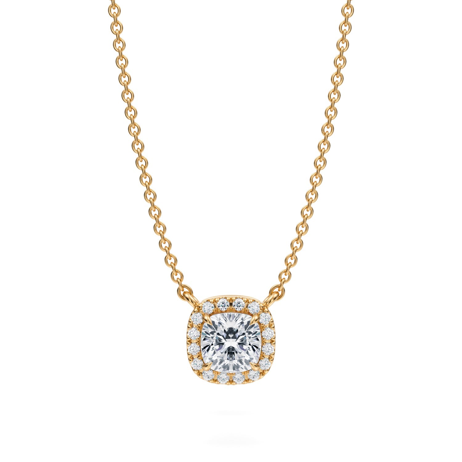 1/2 Carat Cushion Classic Halo Pendant