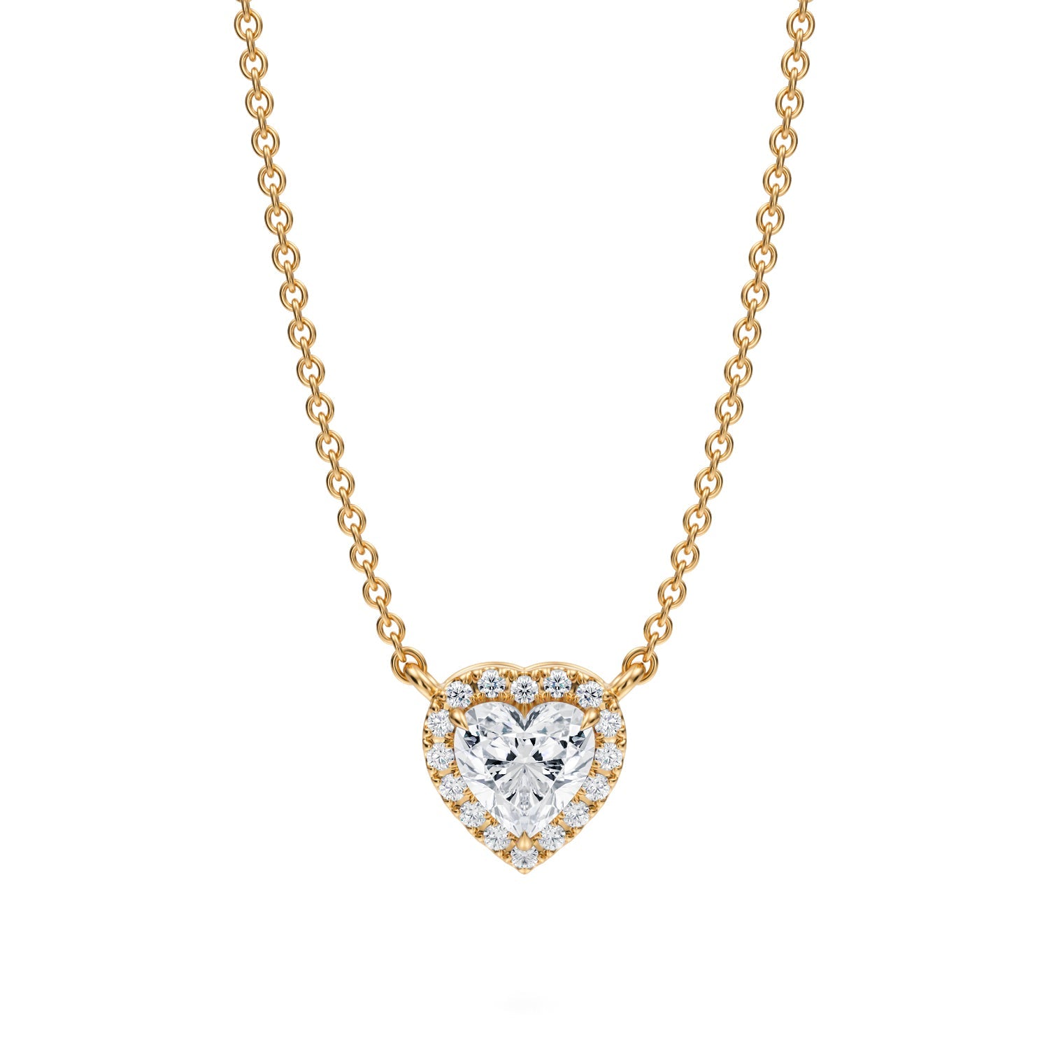 1/2 Carat Heart Shape Classic Halo Pendant