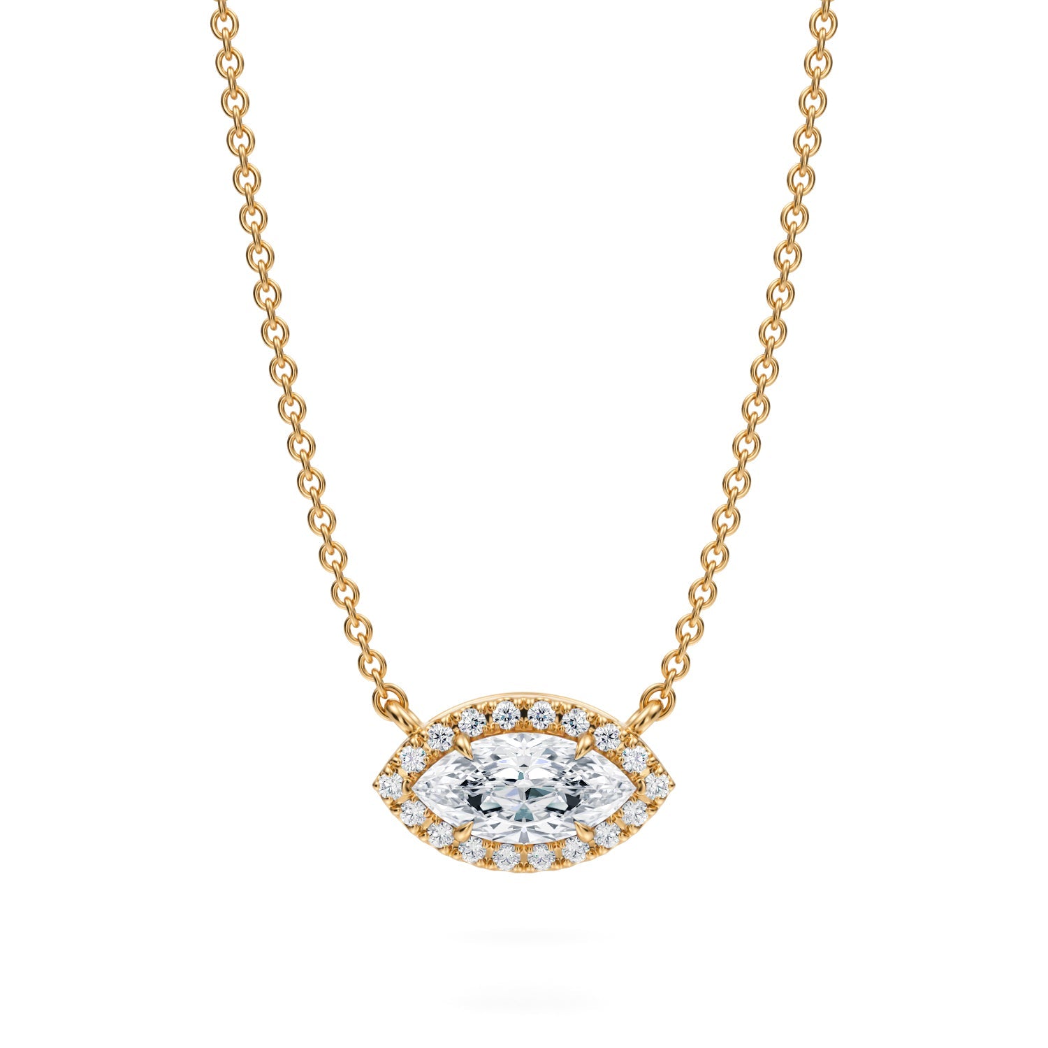 1/2 Carat Marquise Classic Halo Pendant