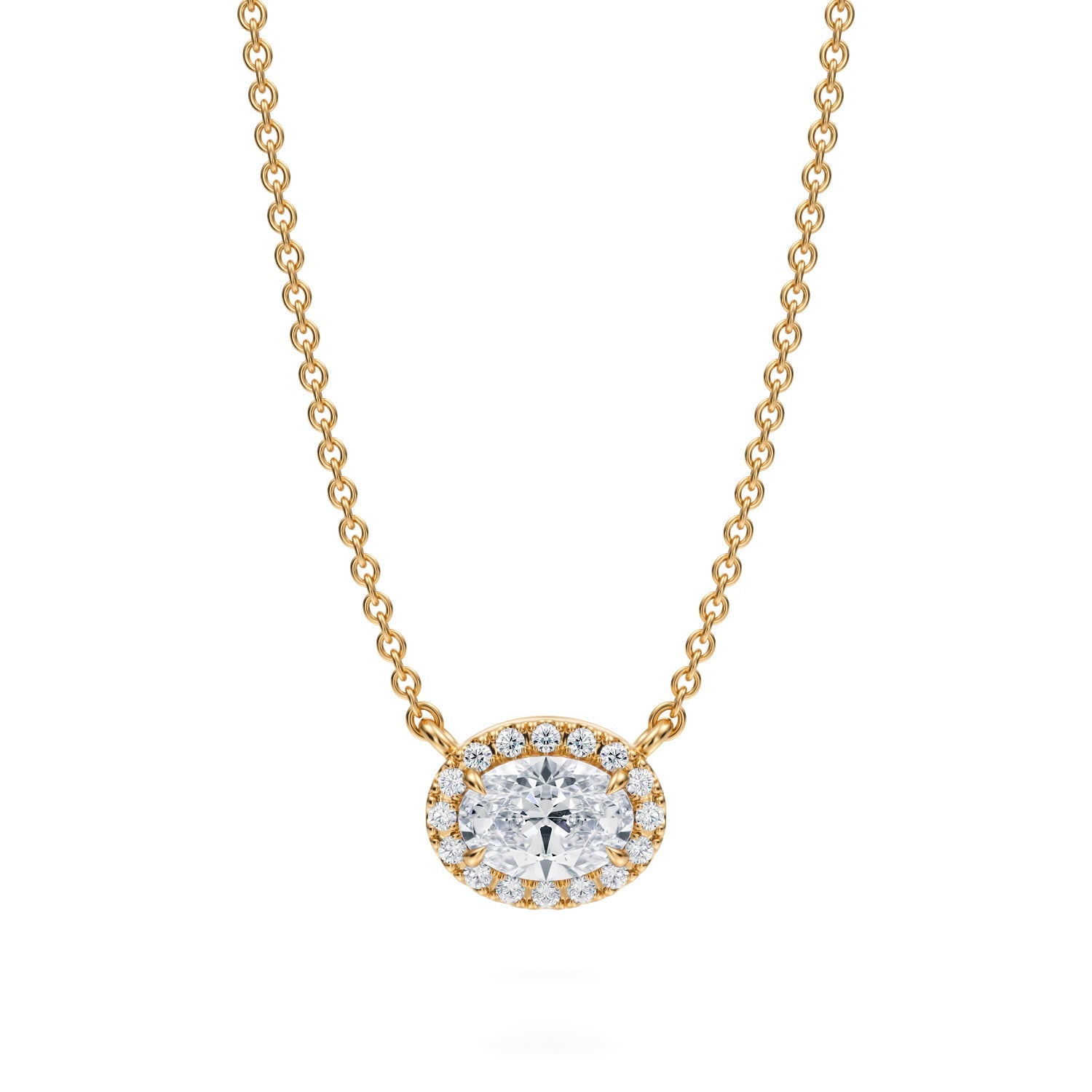 1/2 Carat Oval Classic Halo Pendant