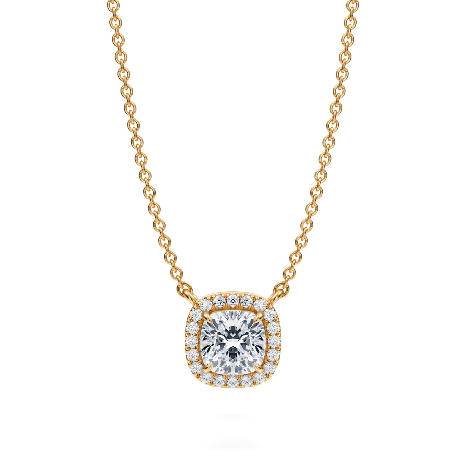 3/4 Carat Cushion Classic Halo Pendant