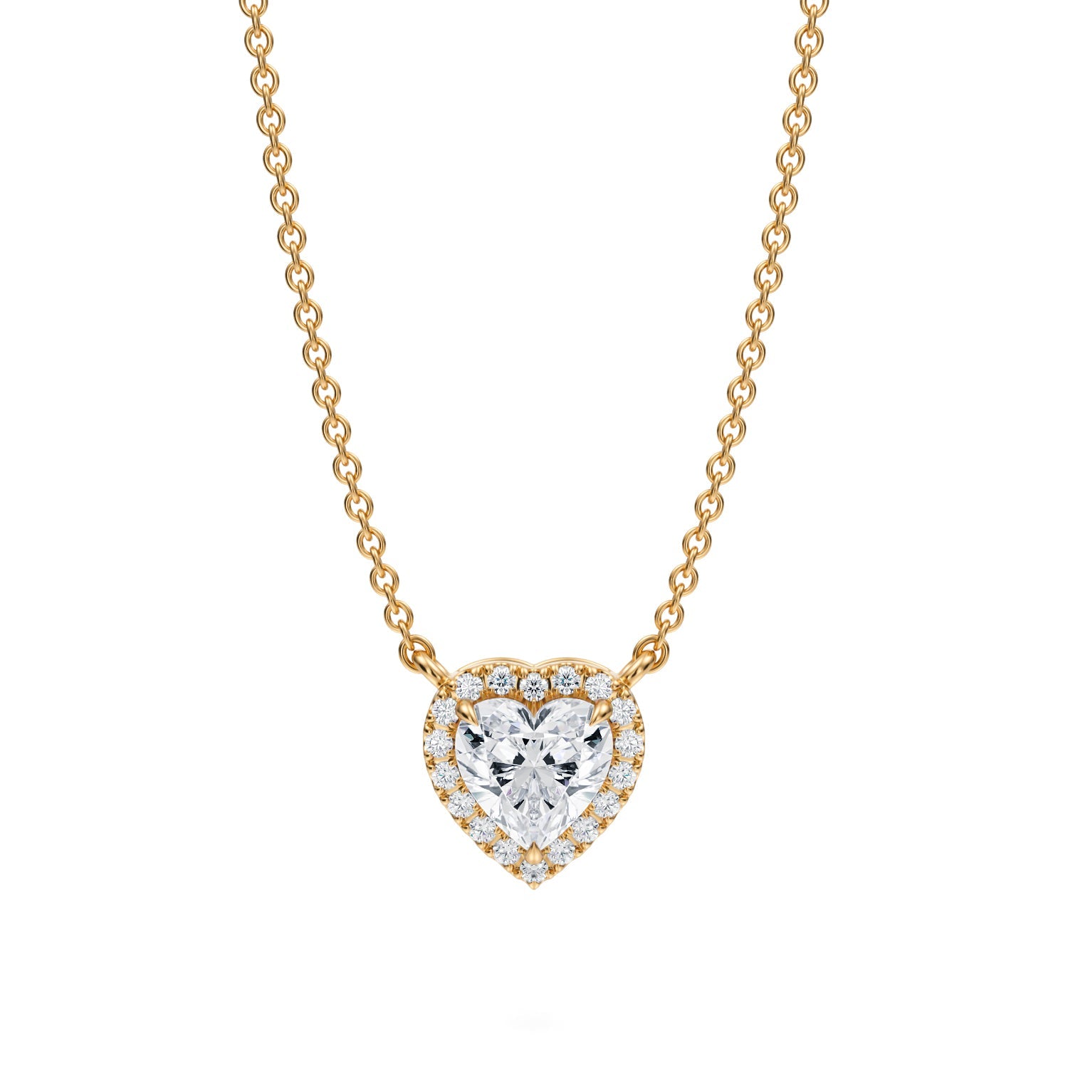 3/4 Carat Heart Shape Classic Halo Pendant