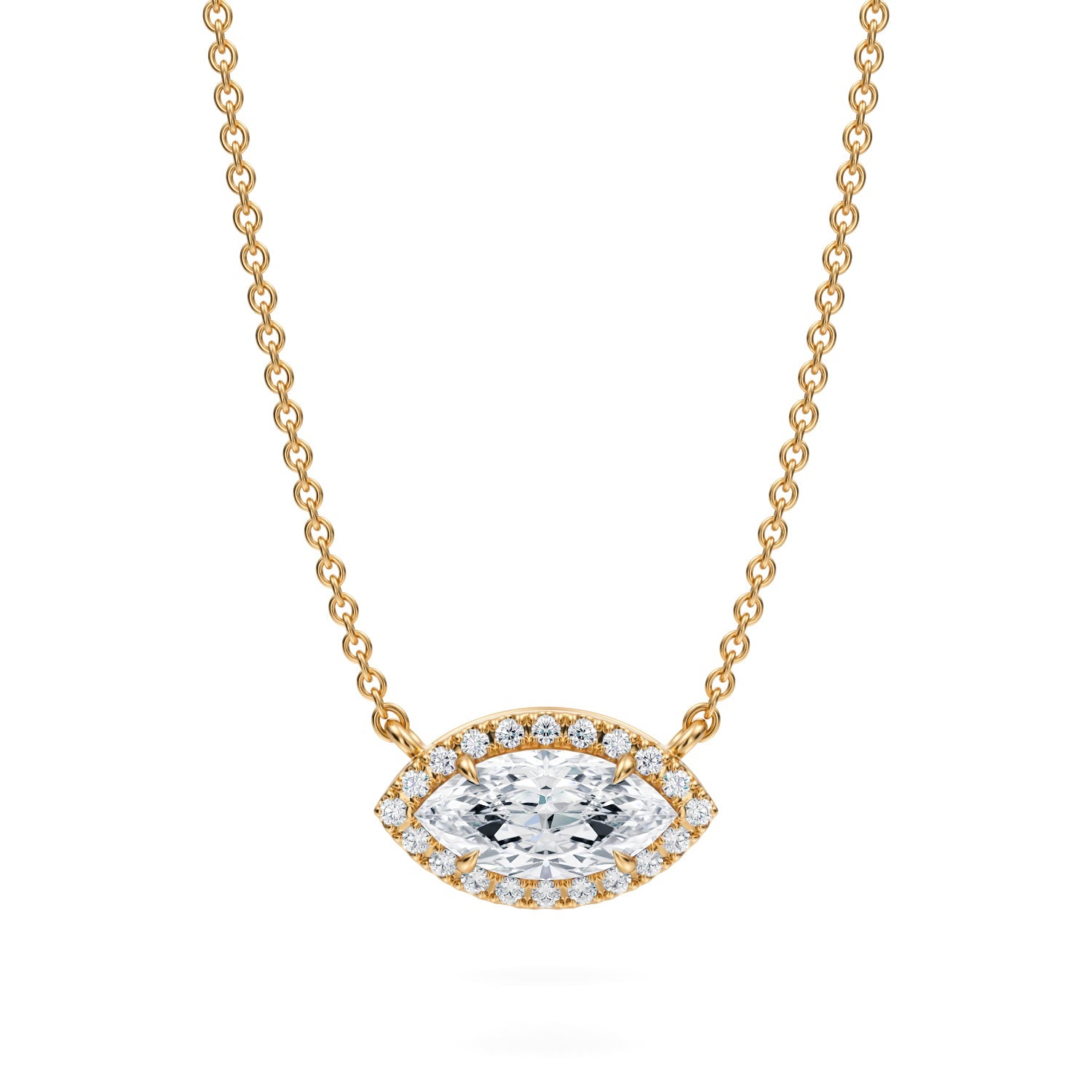 3/4 Carat Marquise Classic Halo Pendant