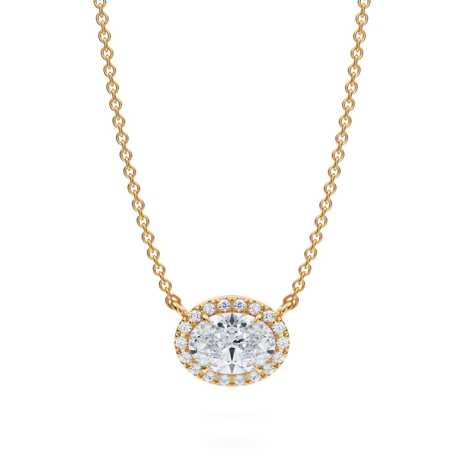 3/4 Carat Oval Classic Halo Pendant