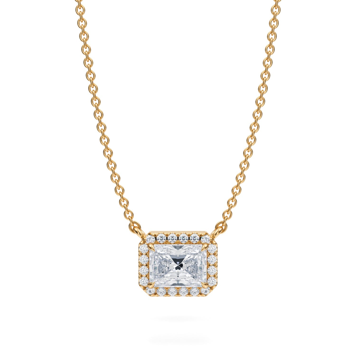 3/4 Carat Radiant Classic Halo Pendant