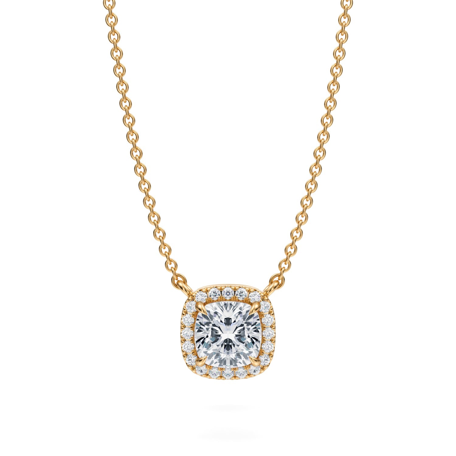 1 Carat Cushion Classic Halo Pendant