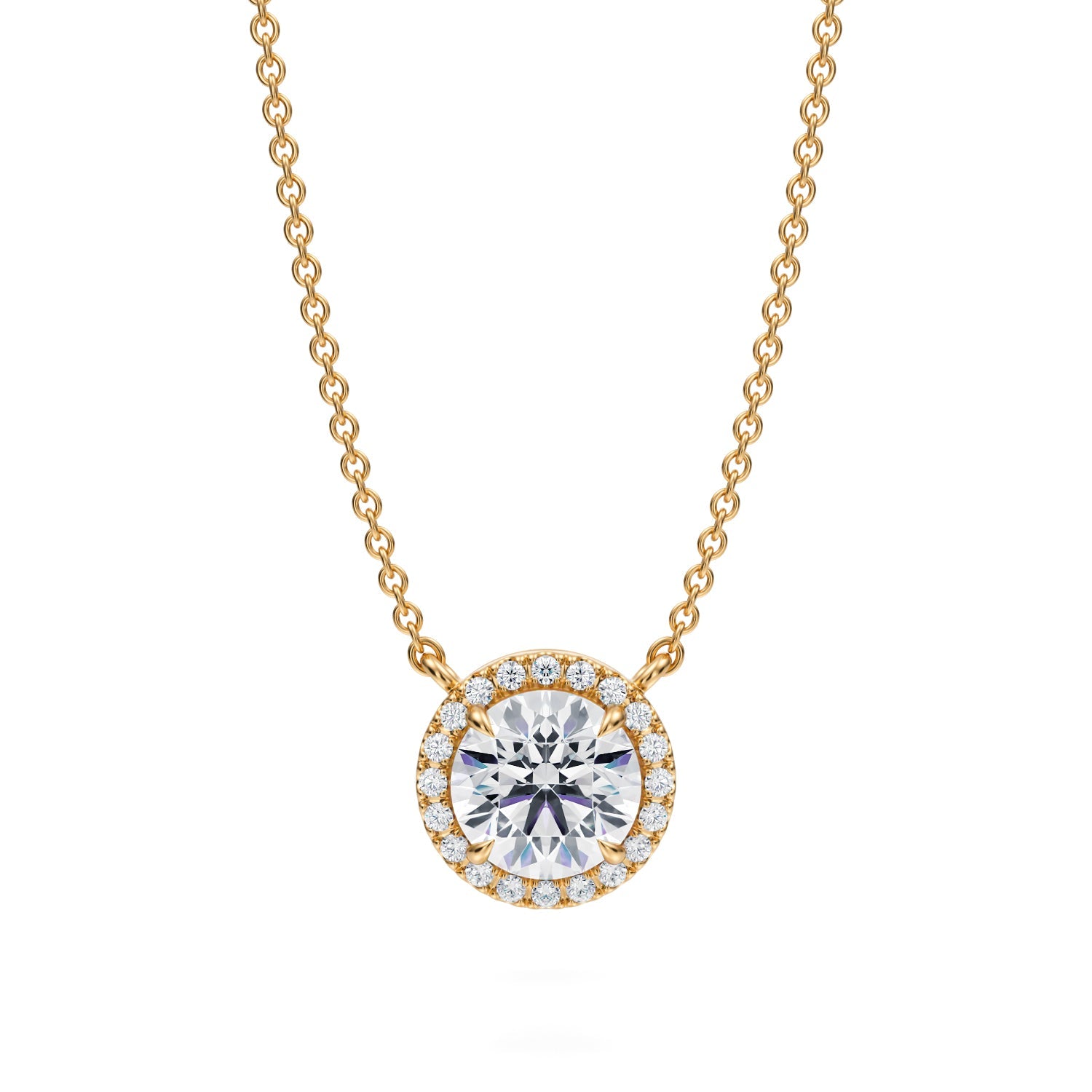 1 Carat Round Classic Halo Pendant