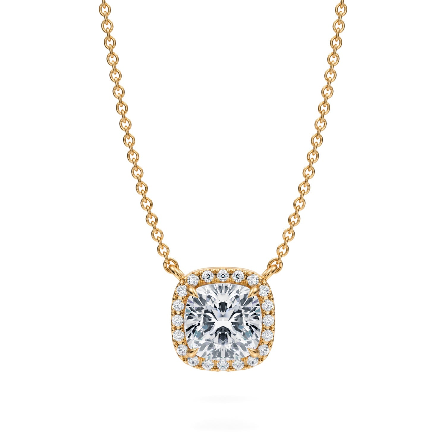 1.5 Carat Cushion Classic Halo Pendant