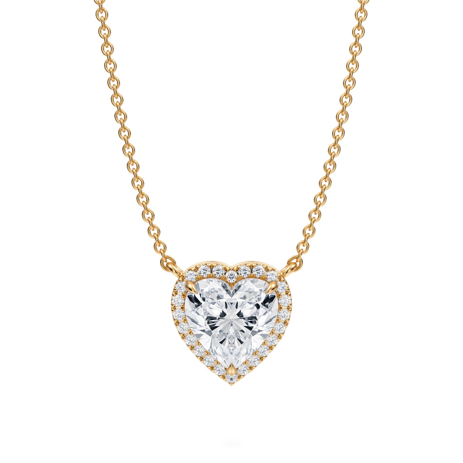 1.5 Carat Heart Shape Classic Halo Pendant