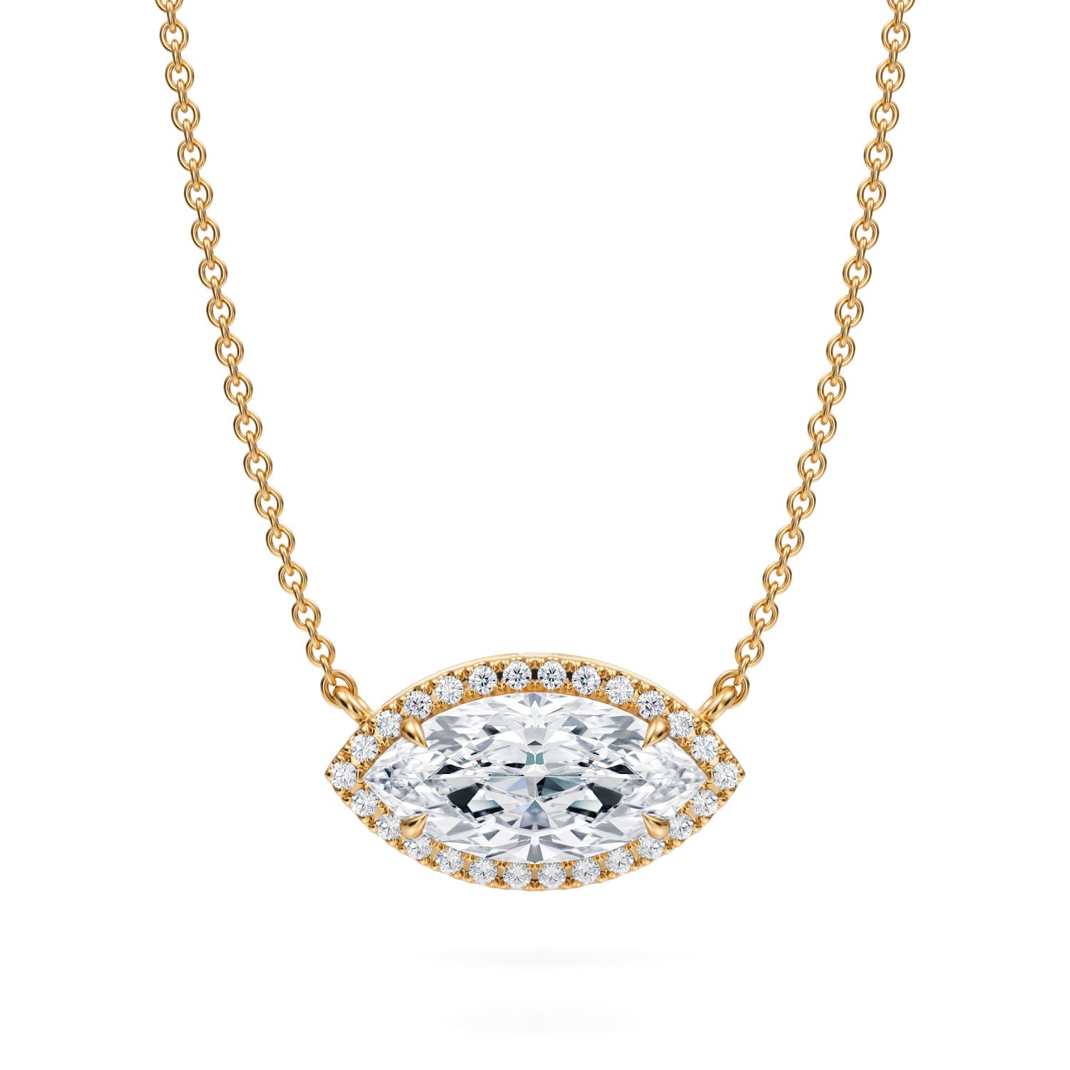 1.5 Carat Marquise Classic Halo Pendant