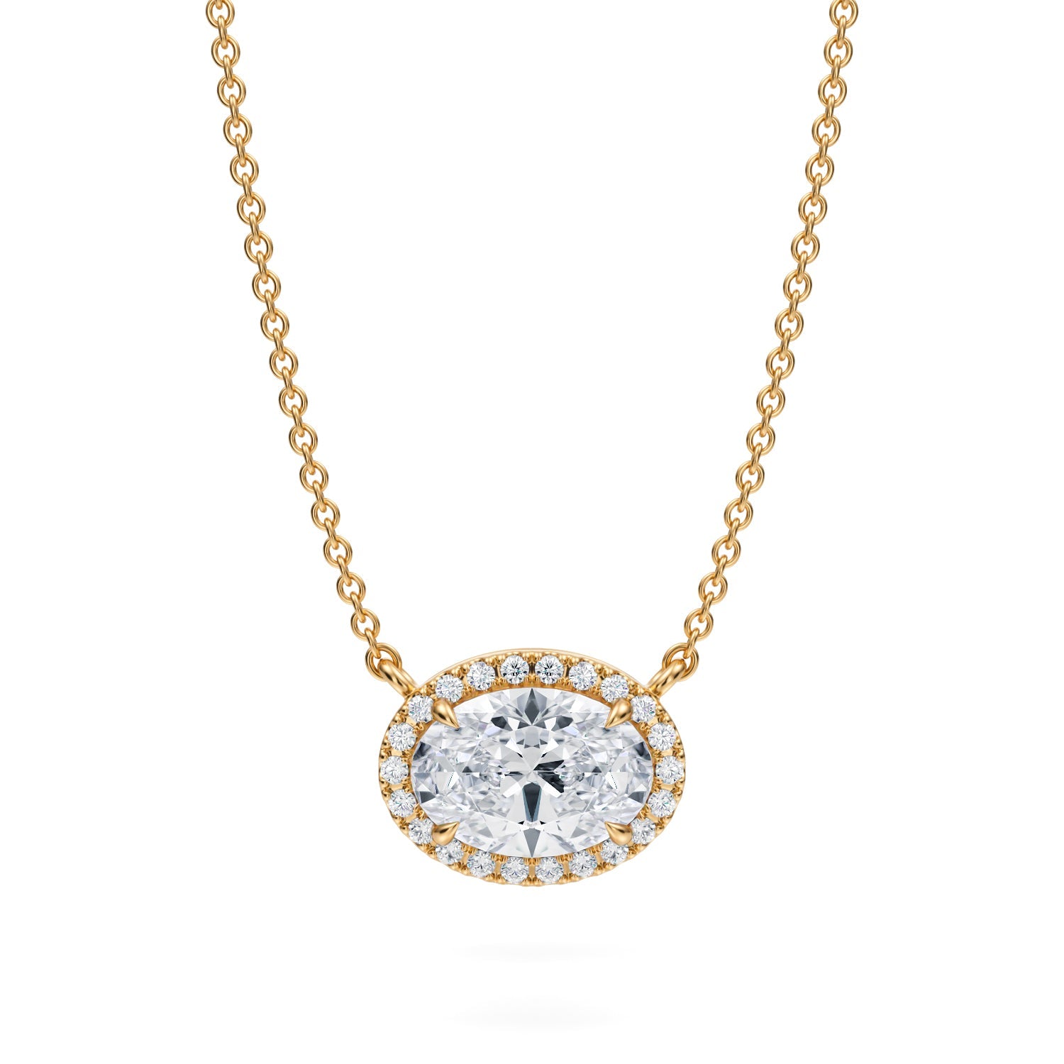 1.5 Carat Oval Classic Halo Pendant