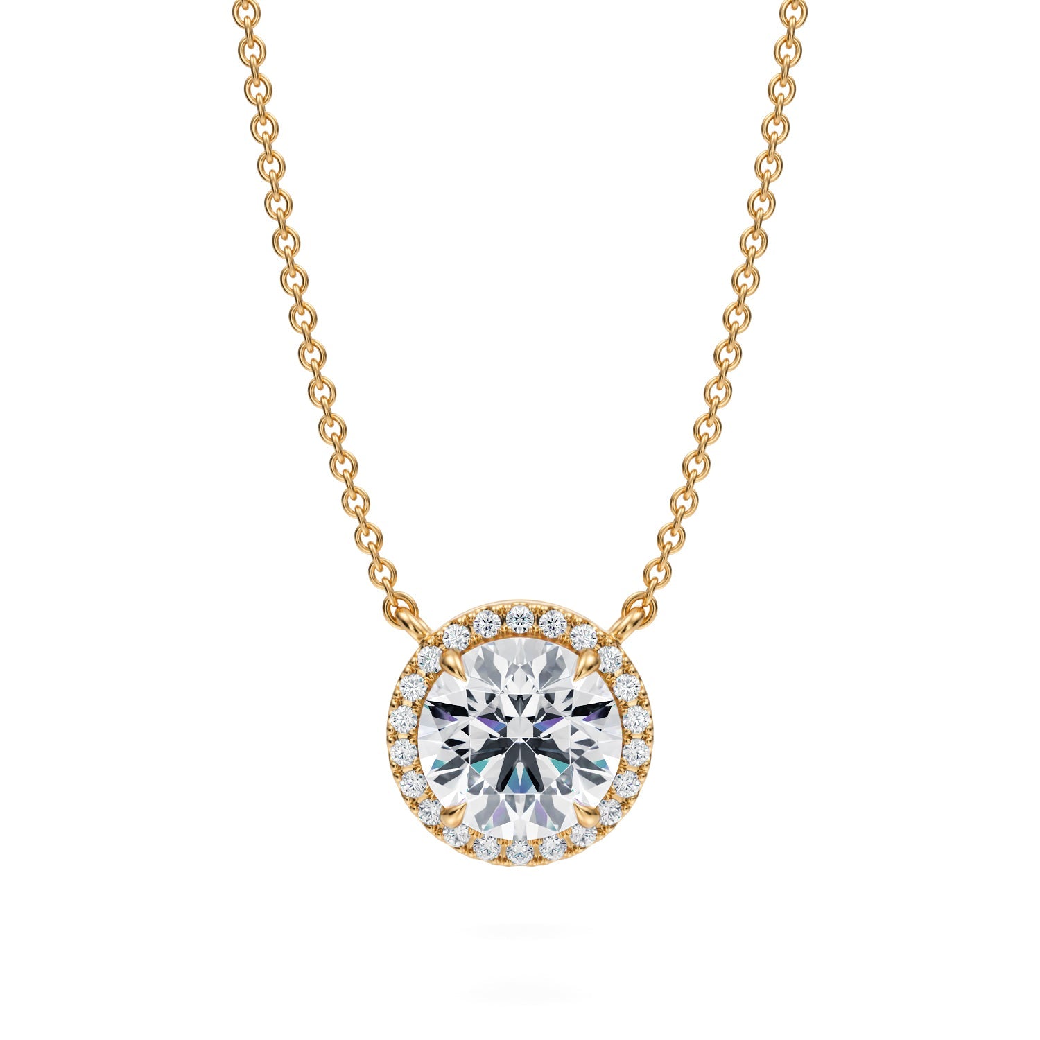 1.5 Carat Round Classic Halo Pendant