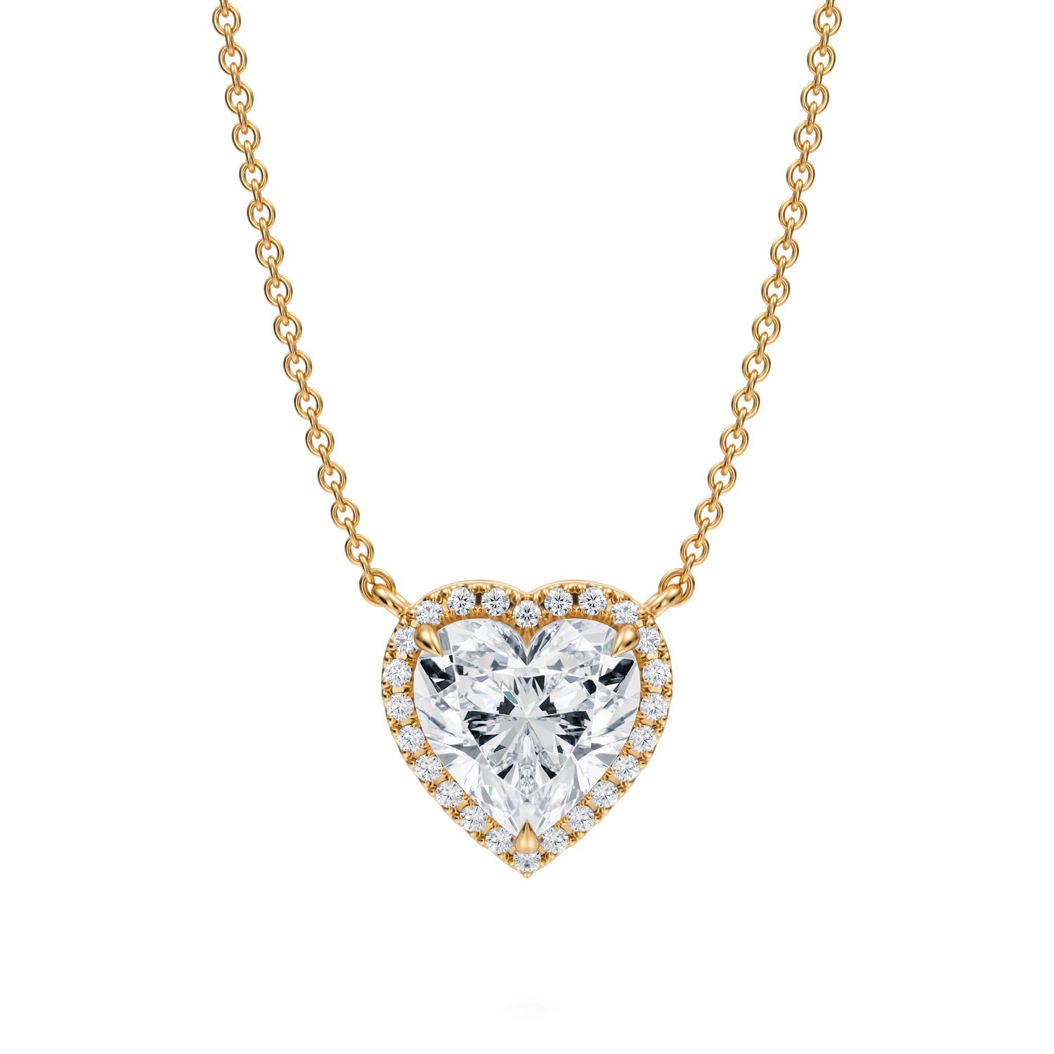 2 Carat Heart Shape Classic Halo Pendant