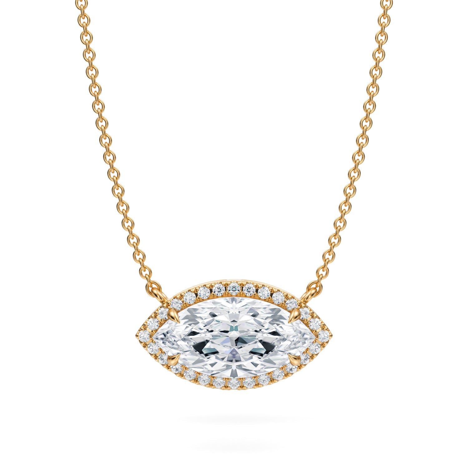 2 Carat Marquise Classic Halo Pendant