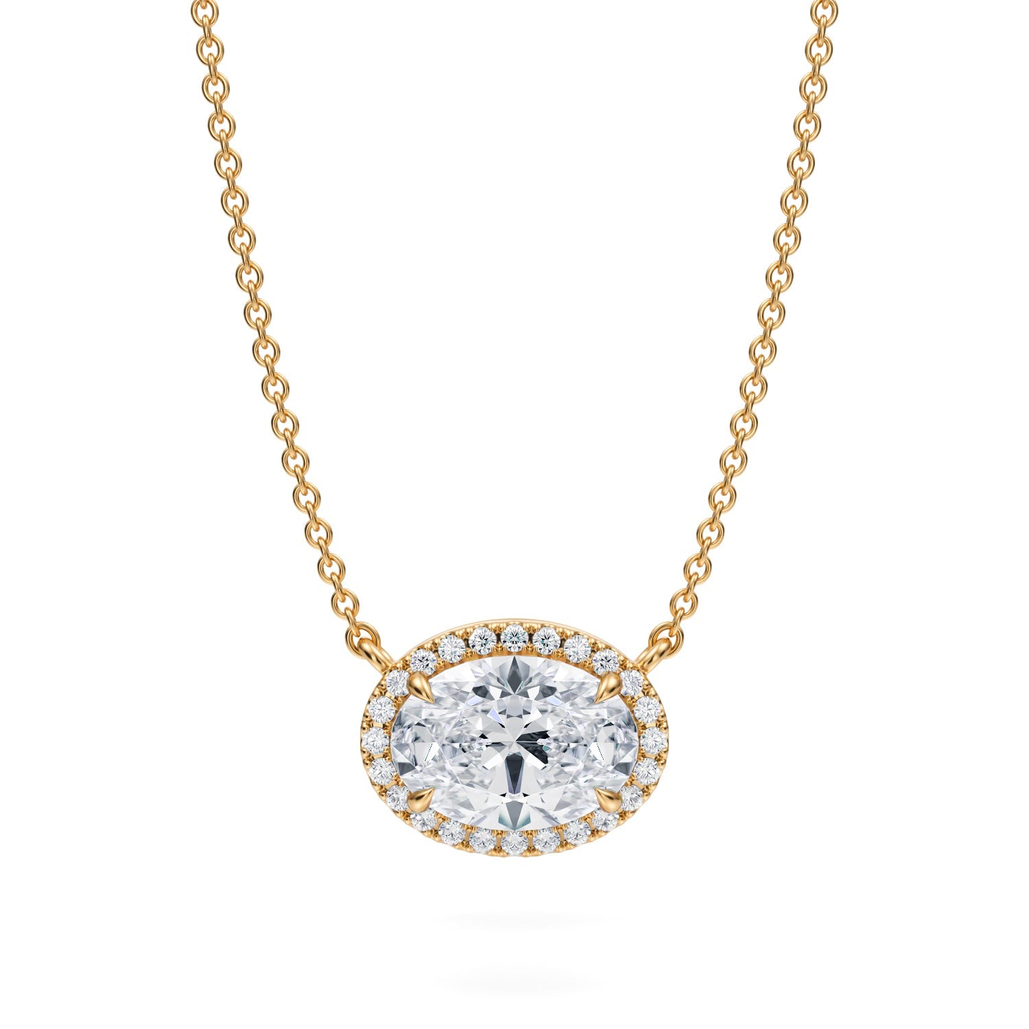 2 Carat Oval Classic Halo Pendant