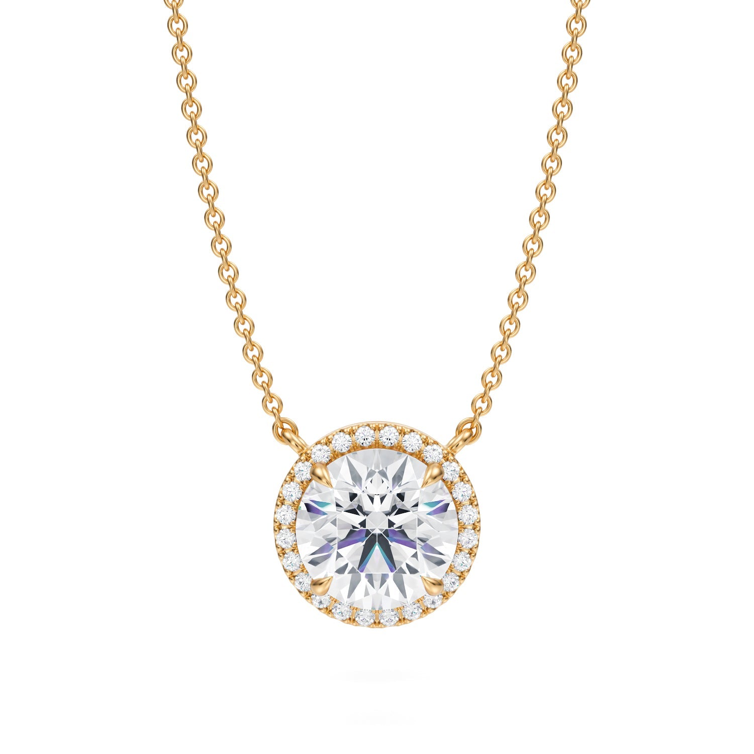 2 Carat Round Classic Halo Pendant