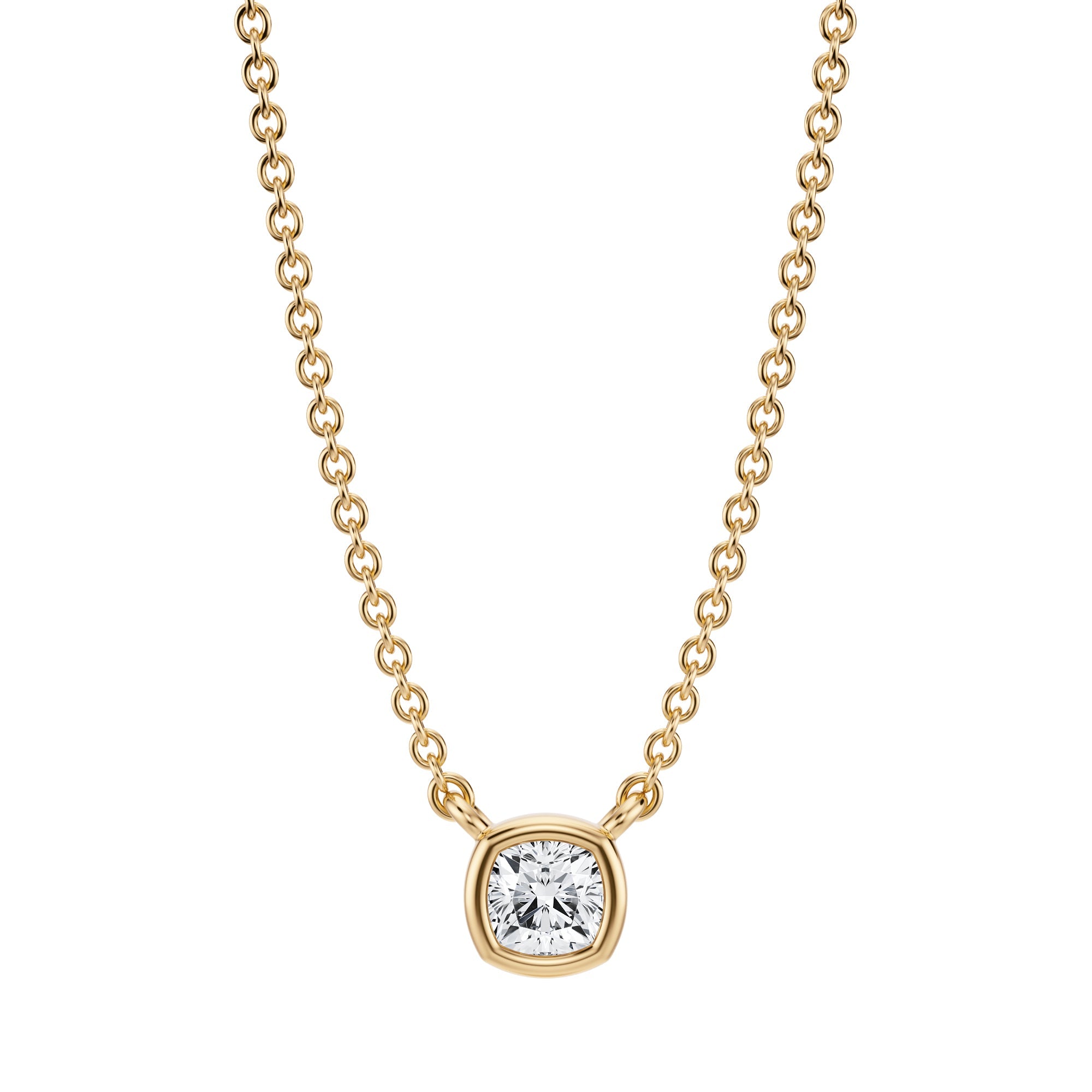 Cushion Bezel Solitaire Pendant Necklace