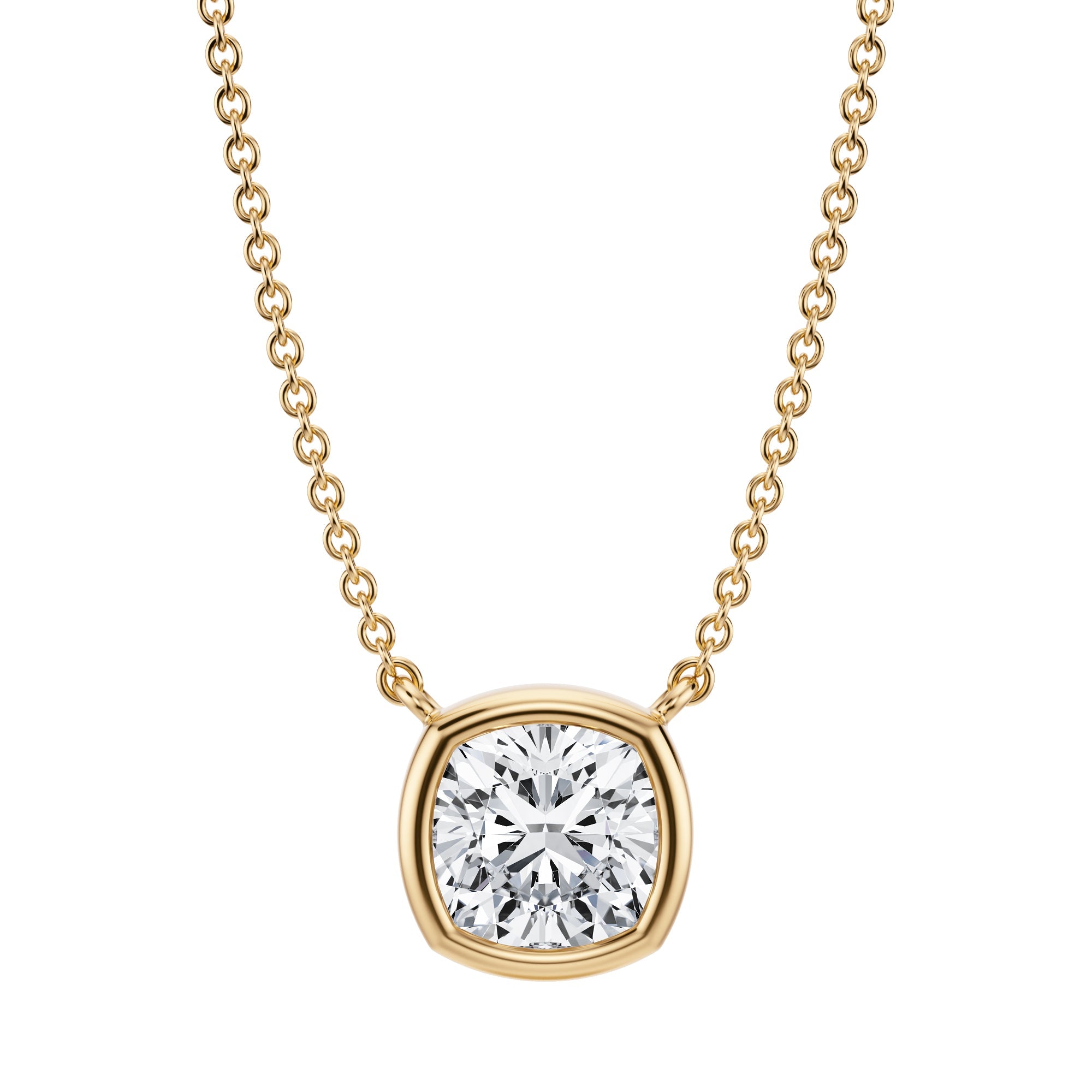 1.5 Carat Cushion Bezel Solitaire Pendant Necklace