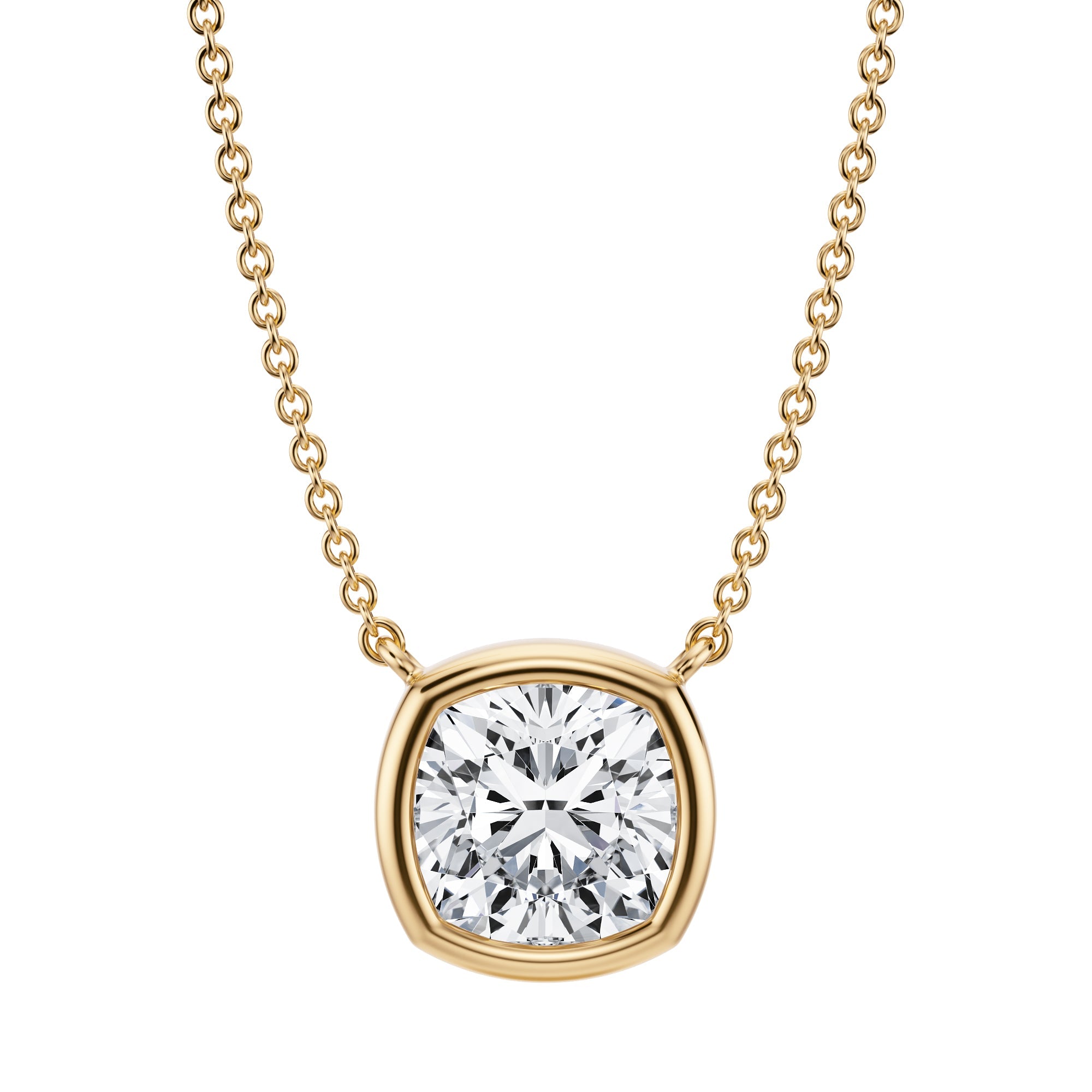 2.5 Carat Cushion Bezel Solitaire Pendant Necklace