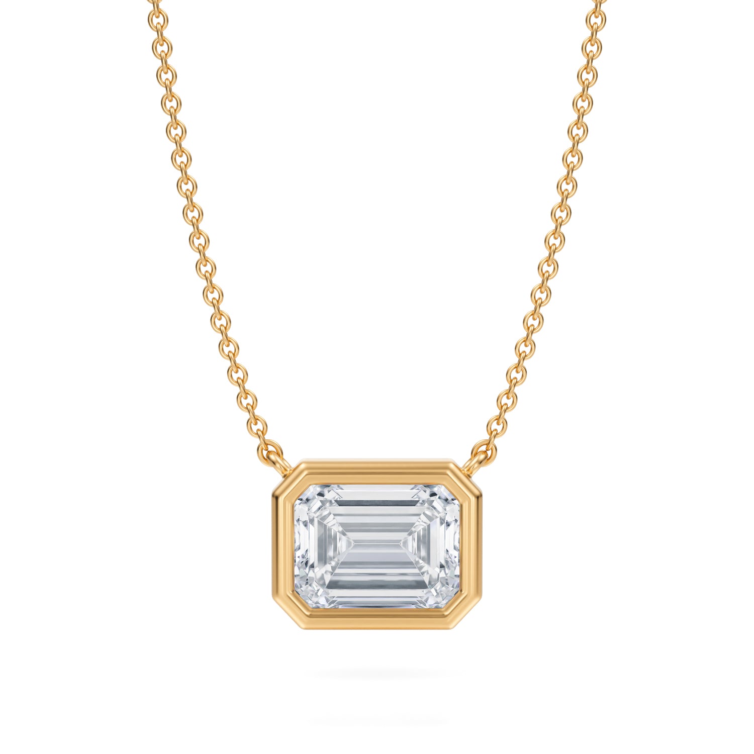 2 Carat Emerald Bezel Solitaire Pendant Necklace