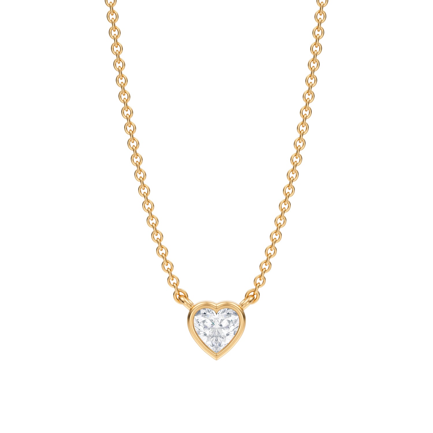 Heart Shape Bezel Solitaire Pendant Necklace