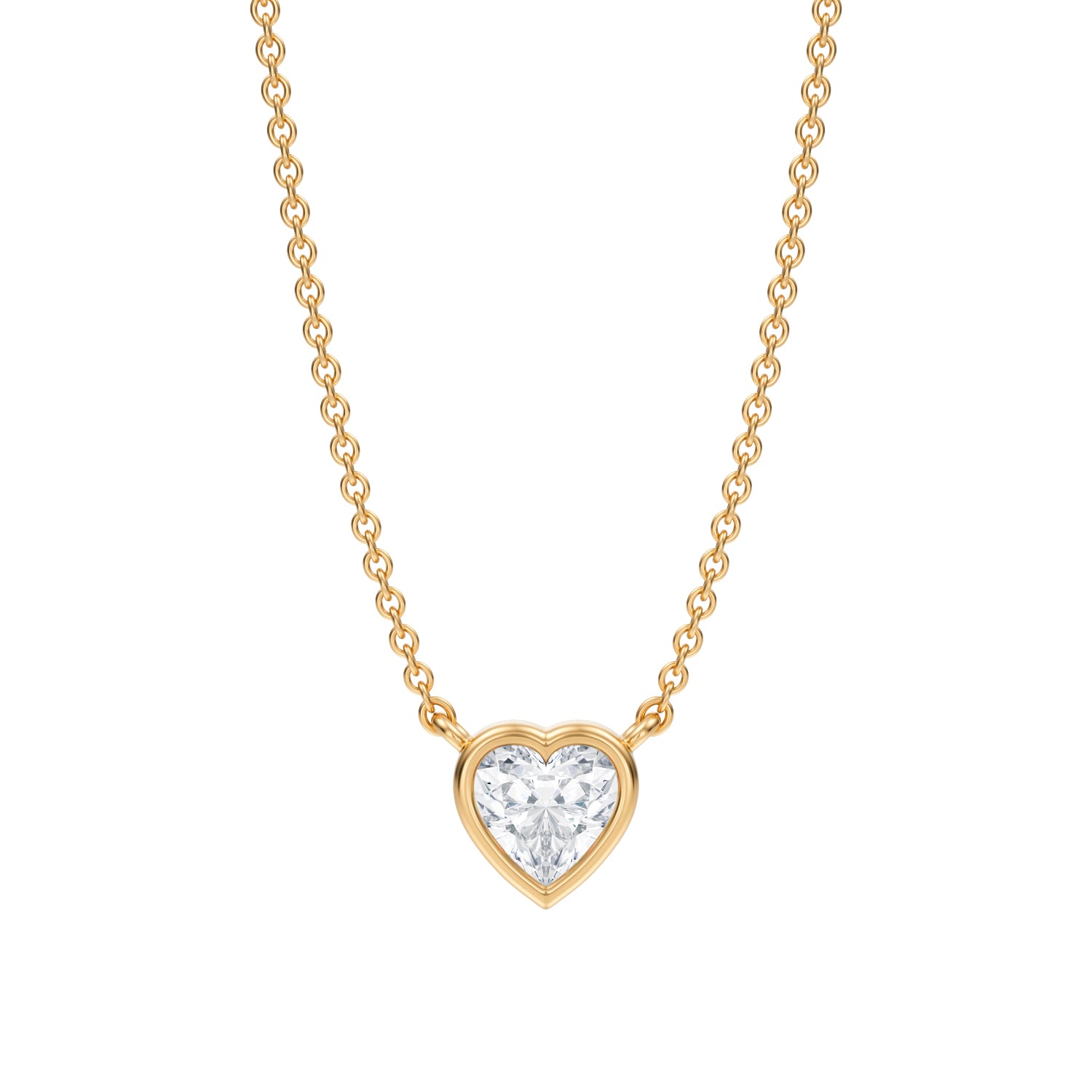 1/2 Carat Heart Shape Bezel Solitaire Pendant Necklace