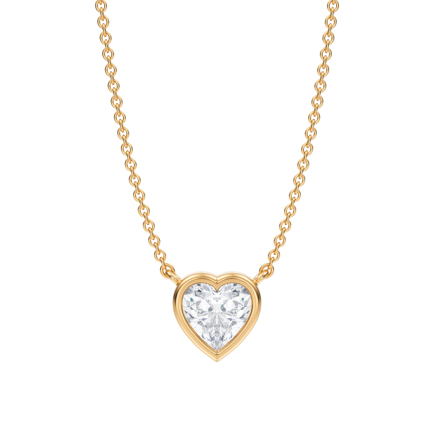 3/4 Carat Heart Shape Bezel Solitaire Pendant Necklace