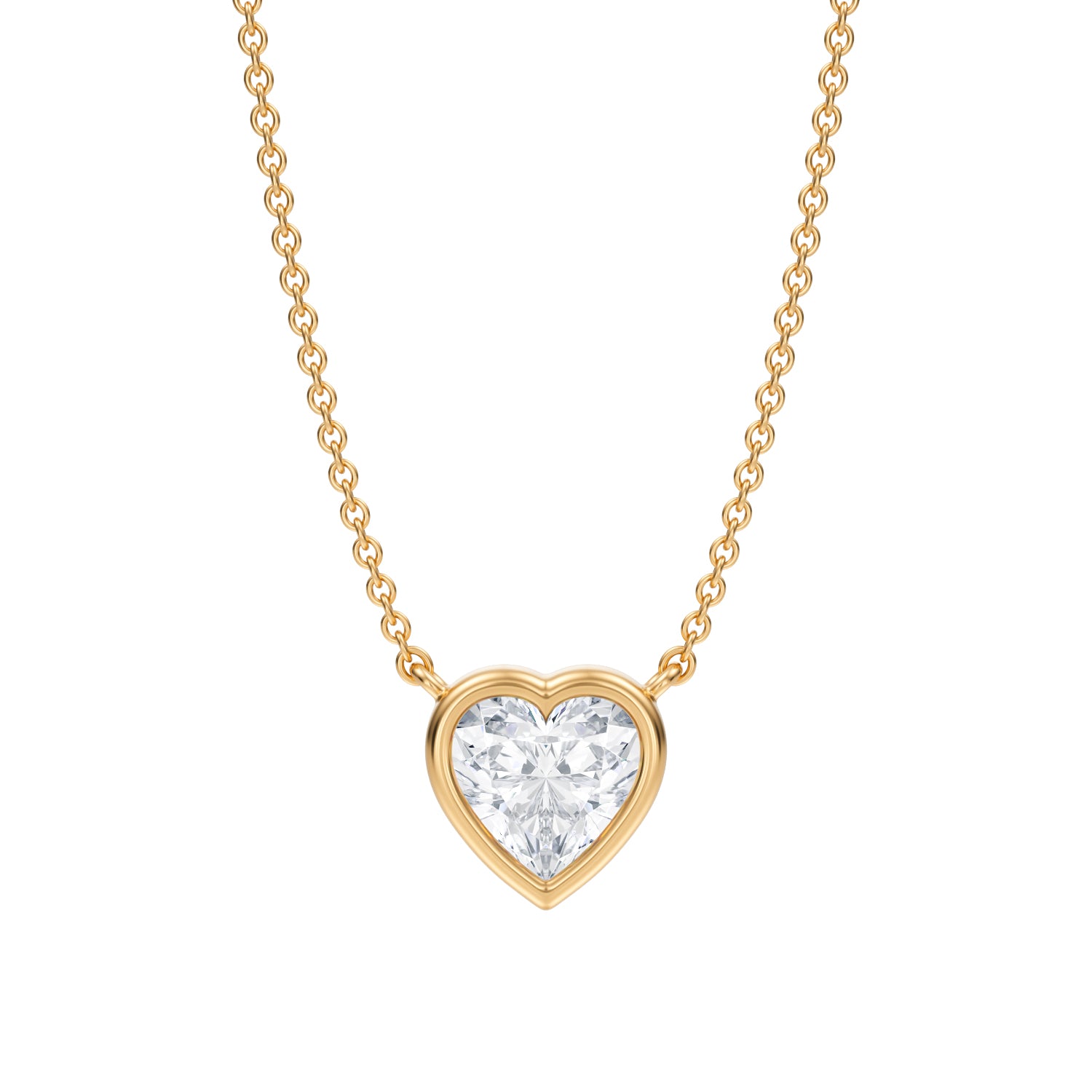 1 Carat Heart Shape Bezel Solitaire Pendant Necklace