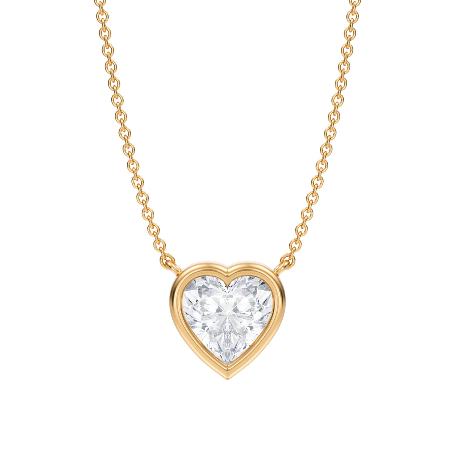 1.5 Carat Heart Shape Bezel Solitaire Pendant Necklace