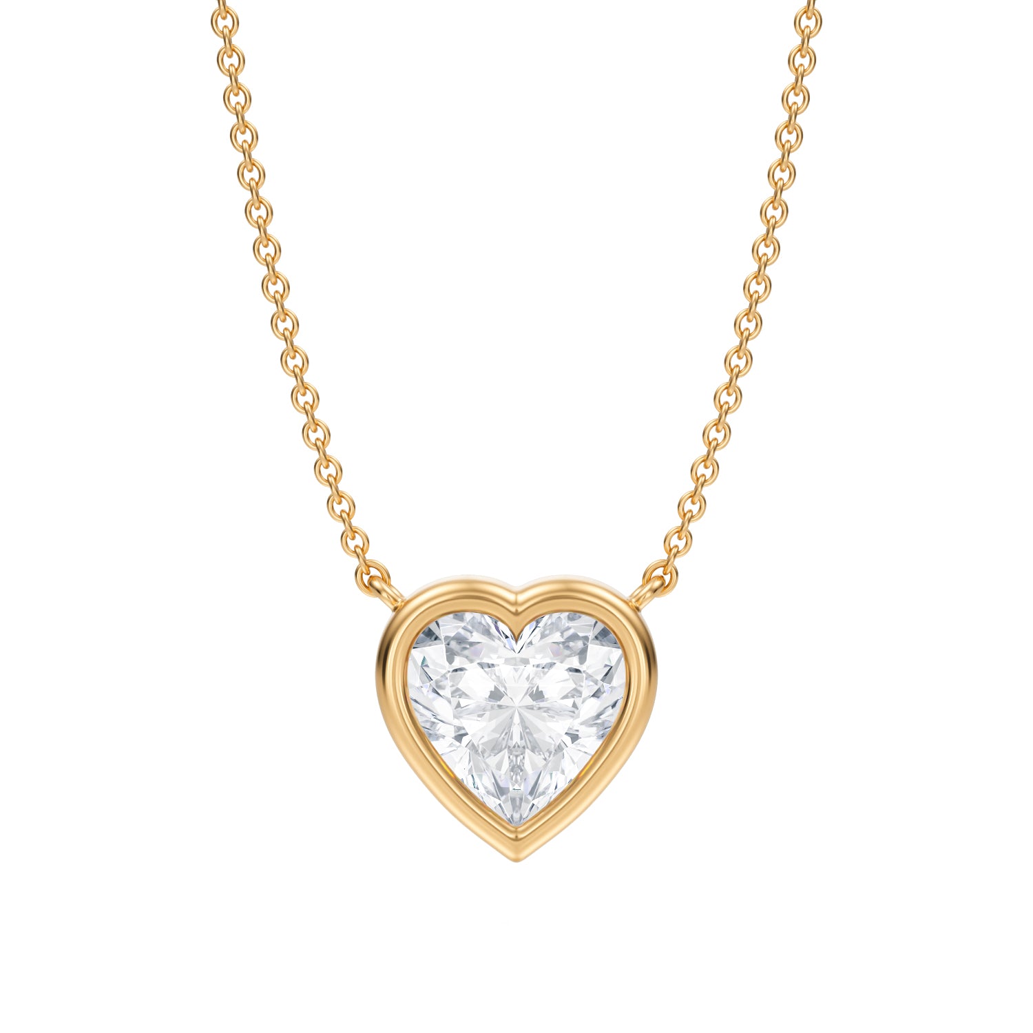 2 Carat Heart Shape Bezel Solitaire Pendant Necklace