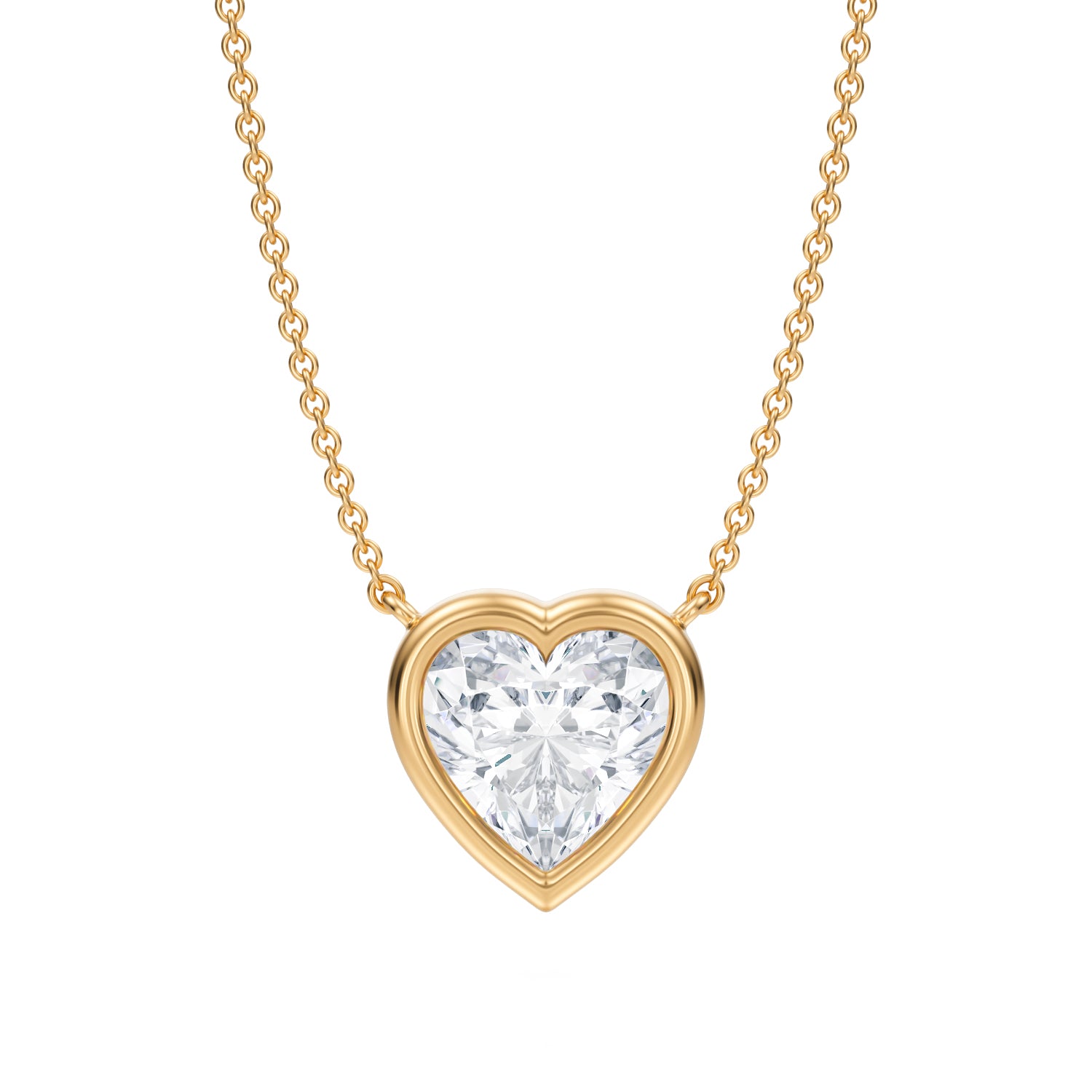 2.5 Carat Heart Shape Bezel Solitaire Pendant Necklace