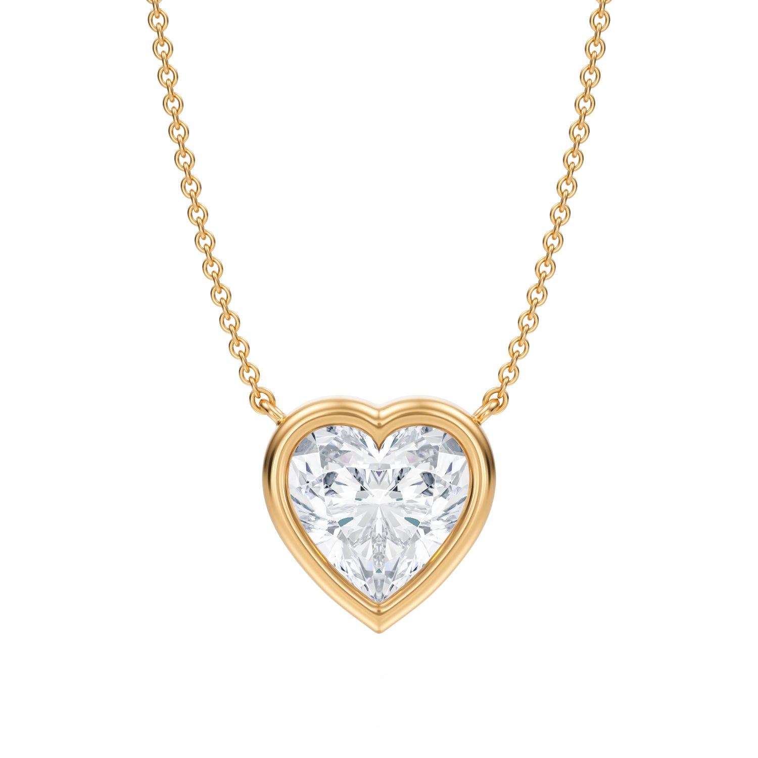 3 Carat Heart Shape Bezel Solitaire Pendant Necklace