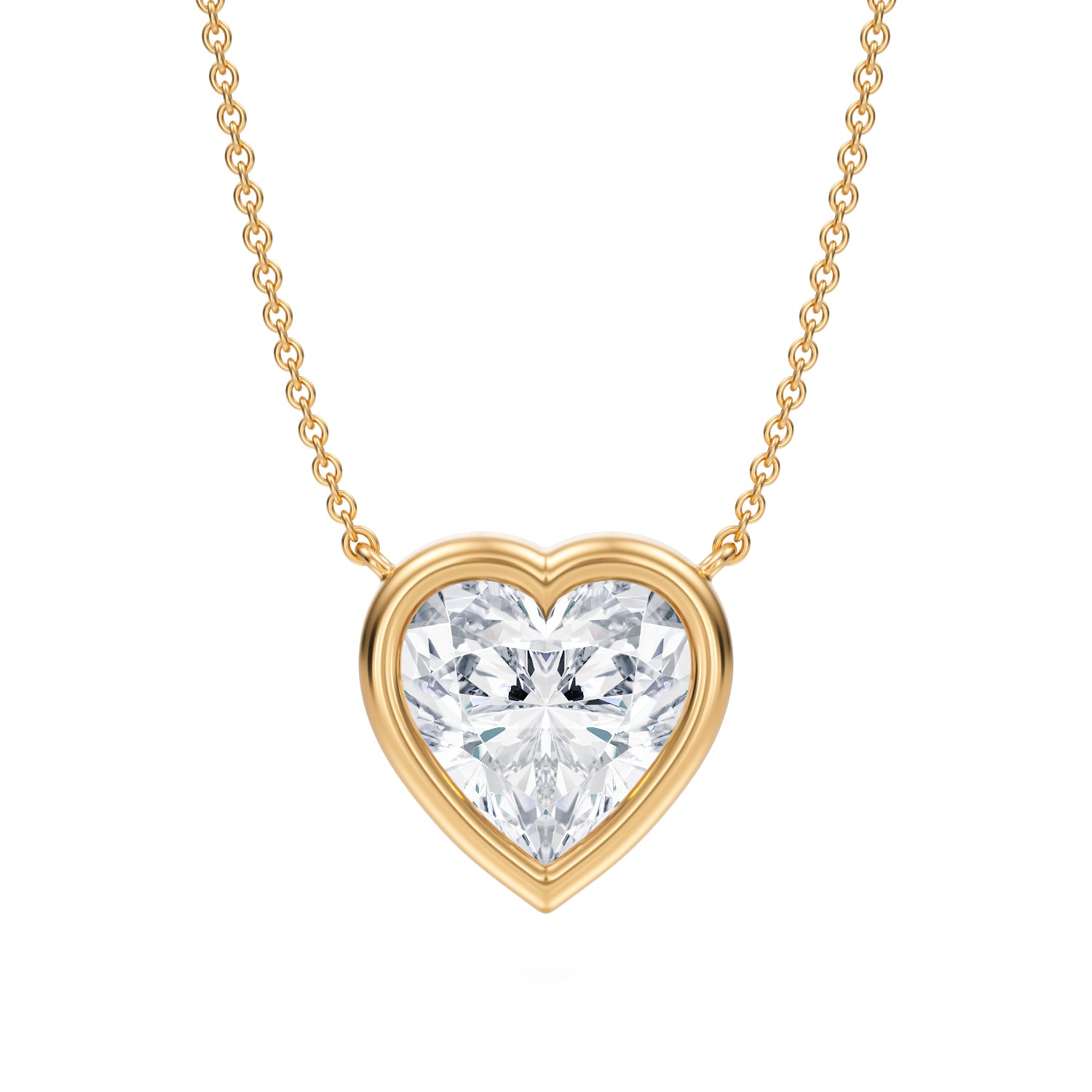 3.5 Carat Heart Shape Bezel Solitaire Pendant Necklace