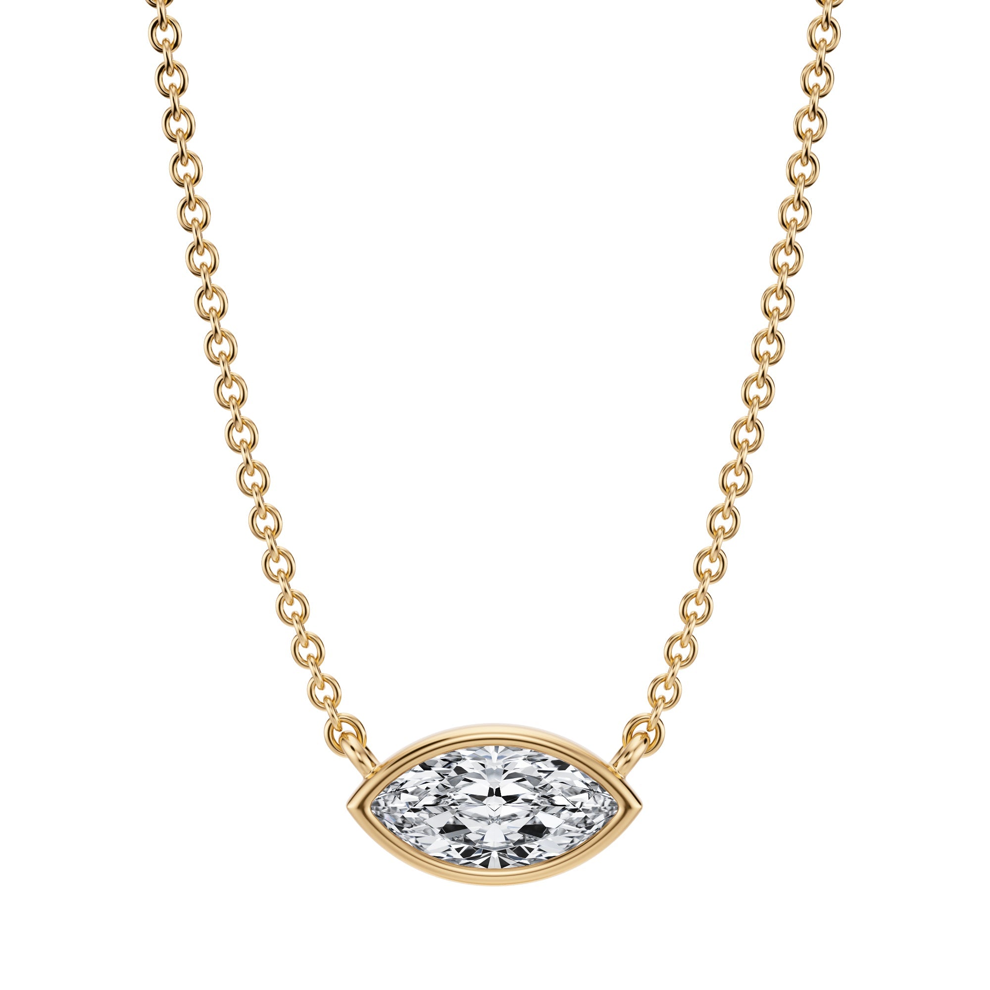 1/2 Carat Marquise Bezel Solitaire Pendant Necklace