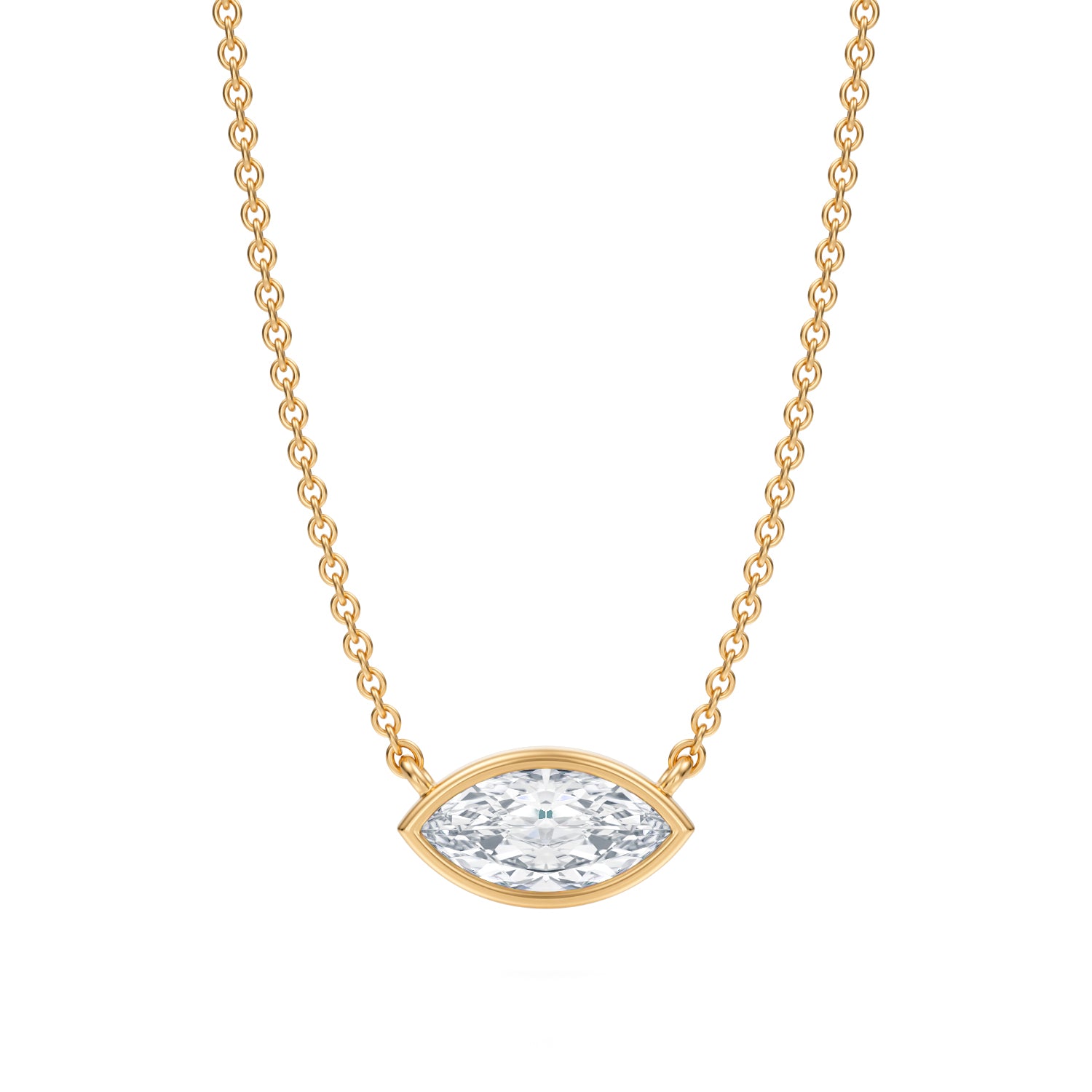 3/4 Carat Marquise Bezel Solitaire Pendant Necklace