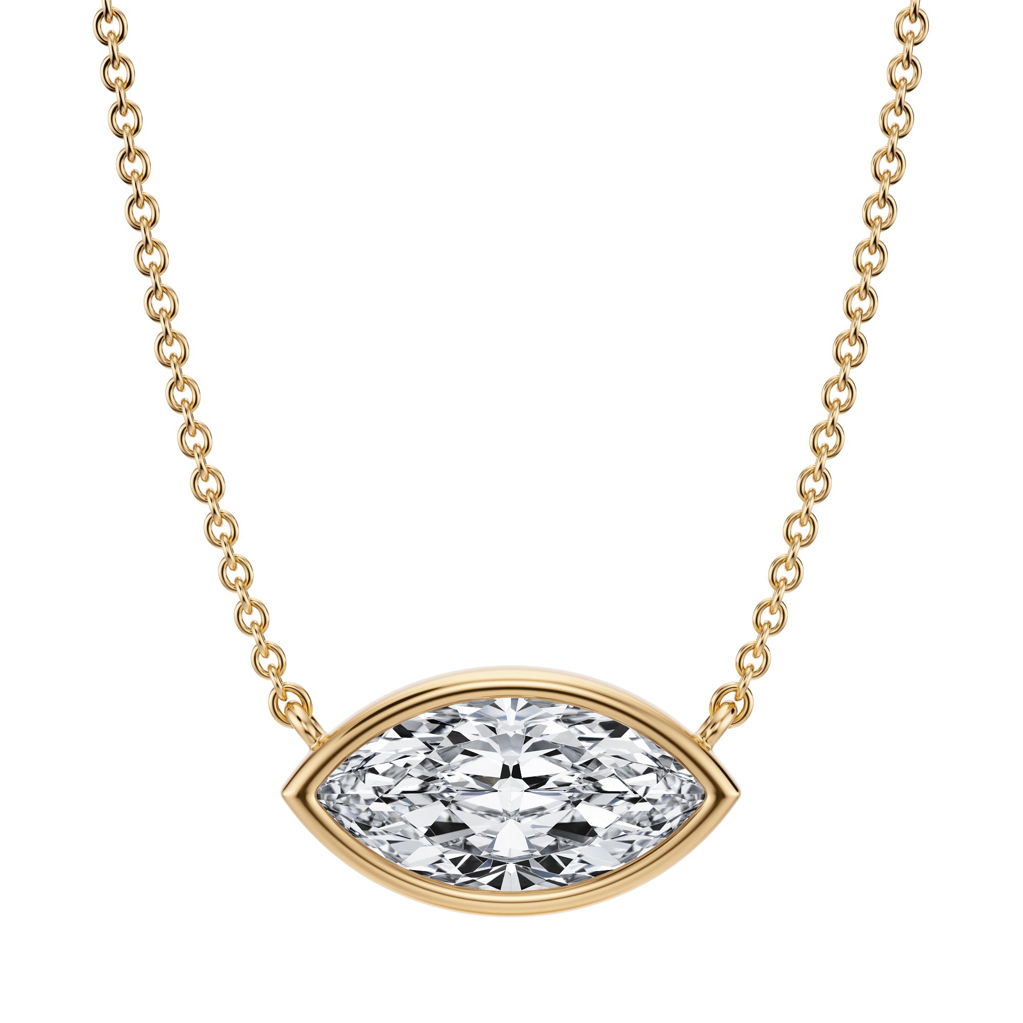 1.5 Carat Marquise Bezel Solitaire Pendant Necklace