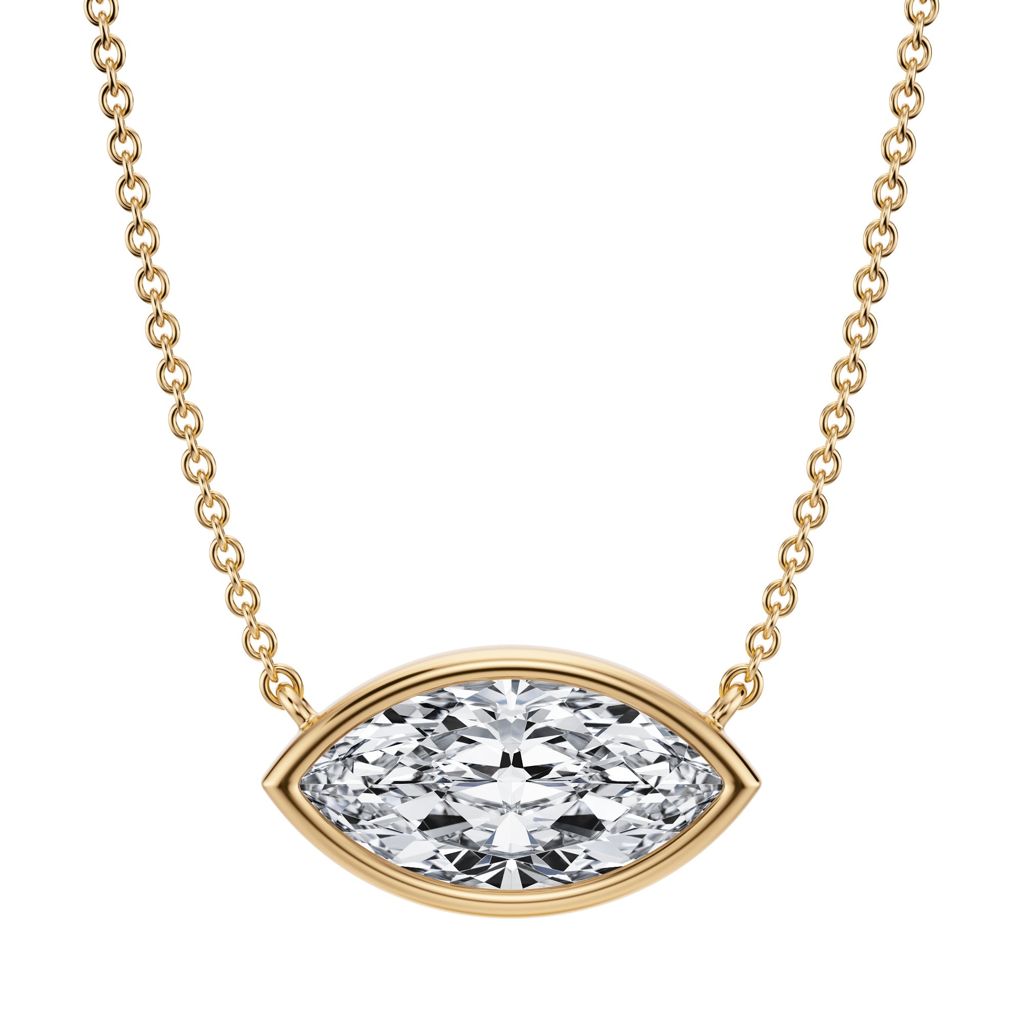 2 Carat Marquise Bezel Solitaire Pendant Necklace