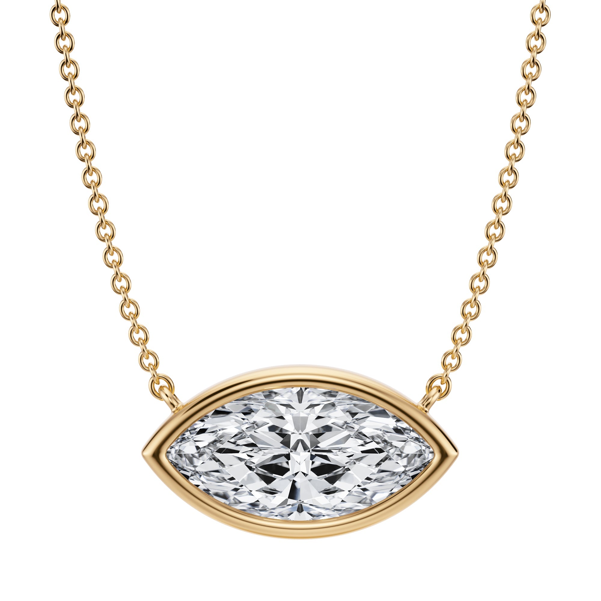 3 Carat Marquise Bezel Solitaire Pendant Necklace