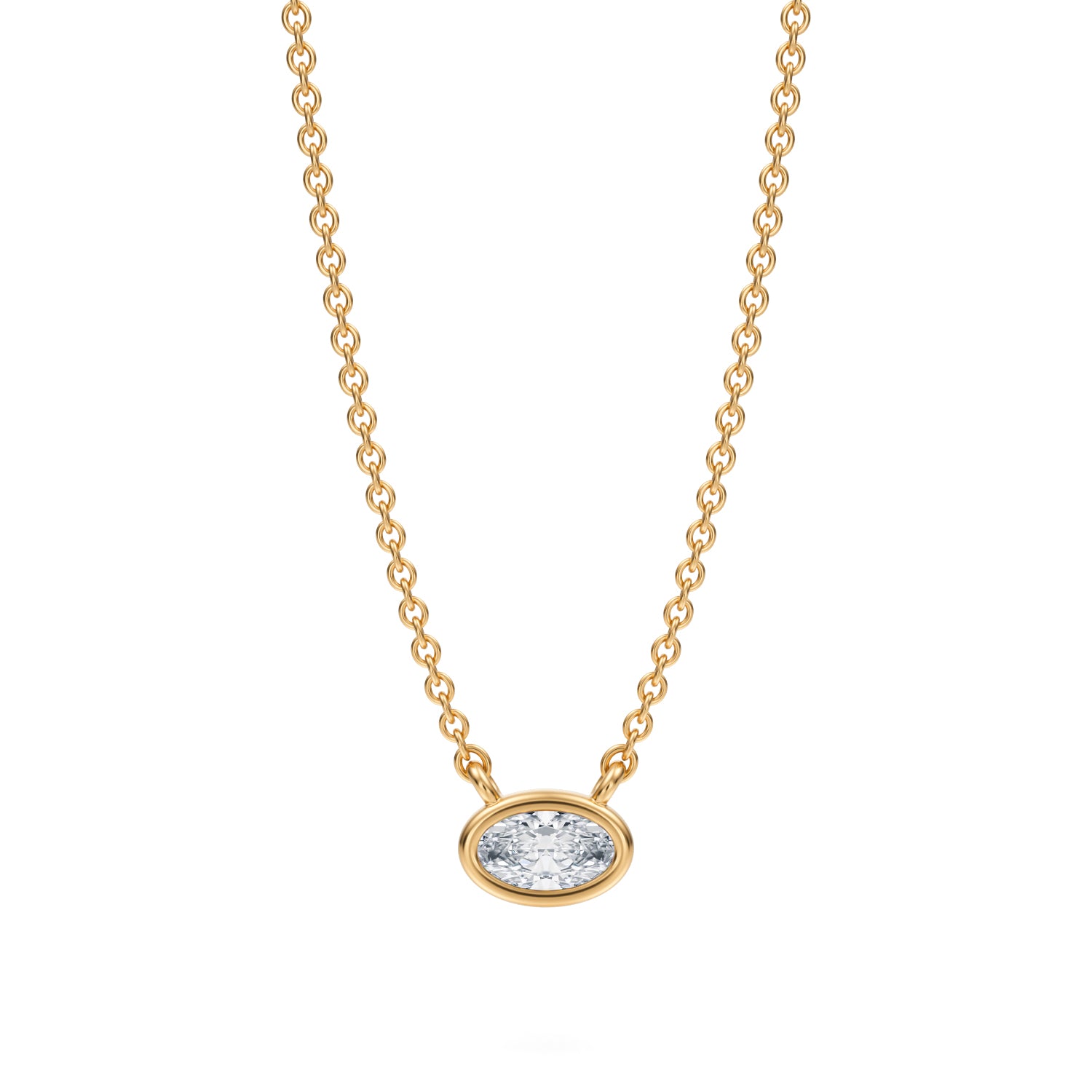 Oval Bezel Solitaire Pendant Necklace